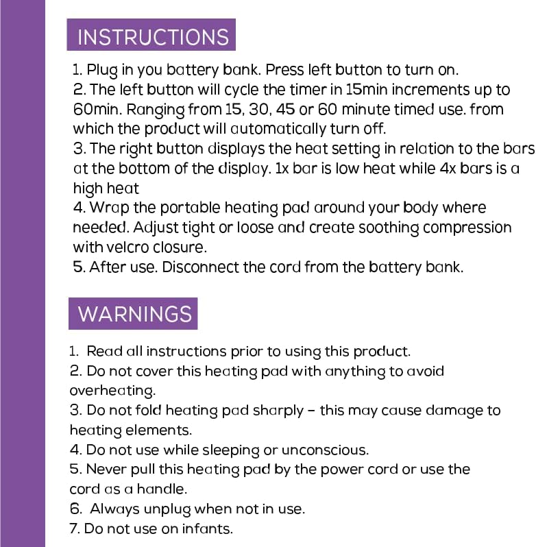 Purple Moon Collection Cordless Electric Heating Pad Portable Rechargeable NEW