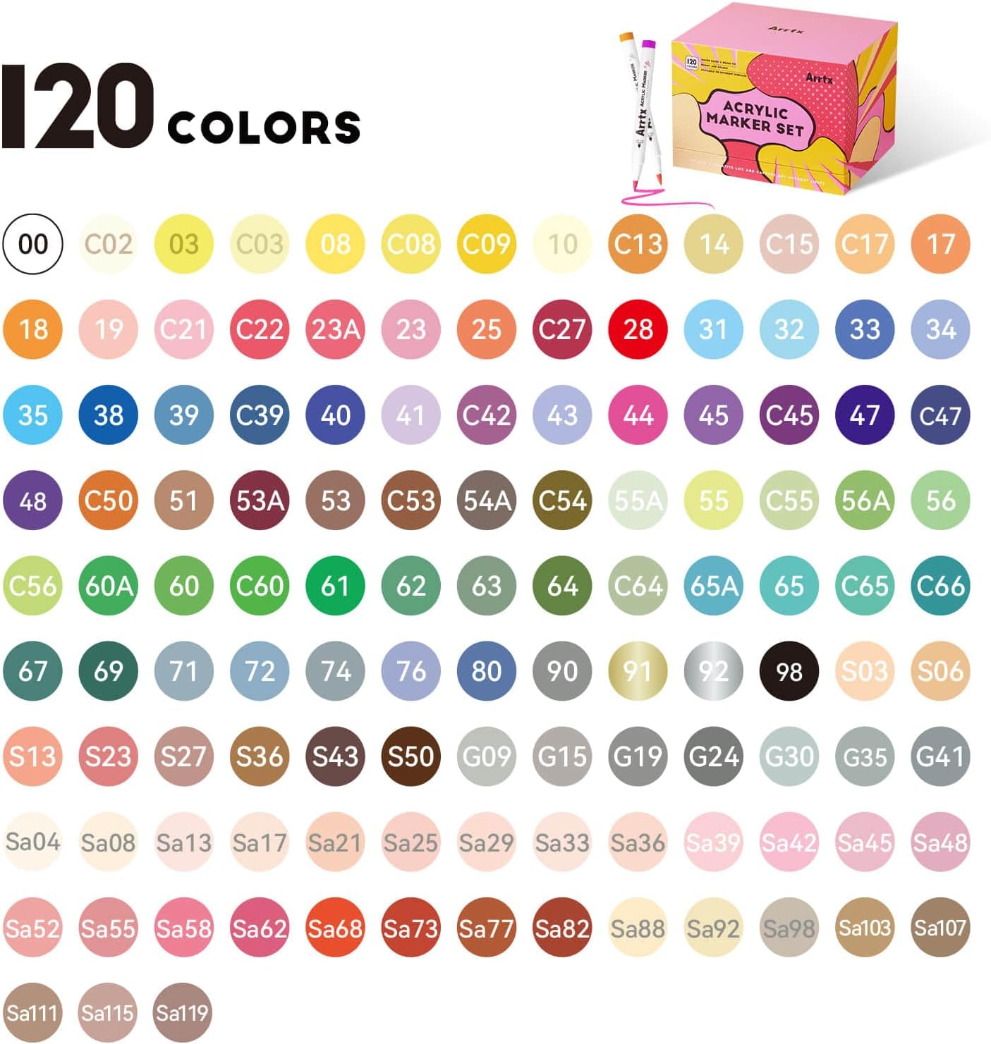 Arrtx 120 Color Markers & Paint Pens - Acrylic Art Supplies for Artists DEMO