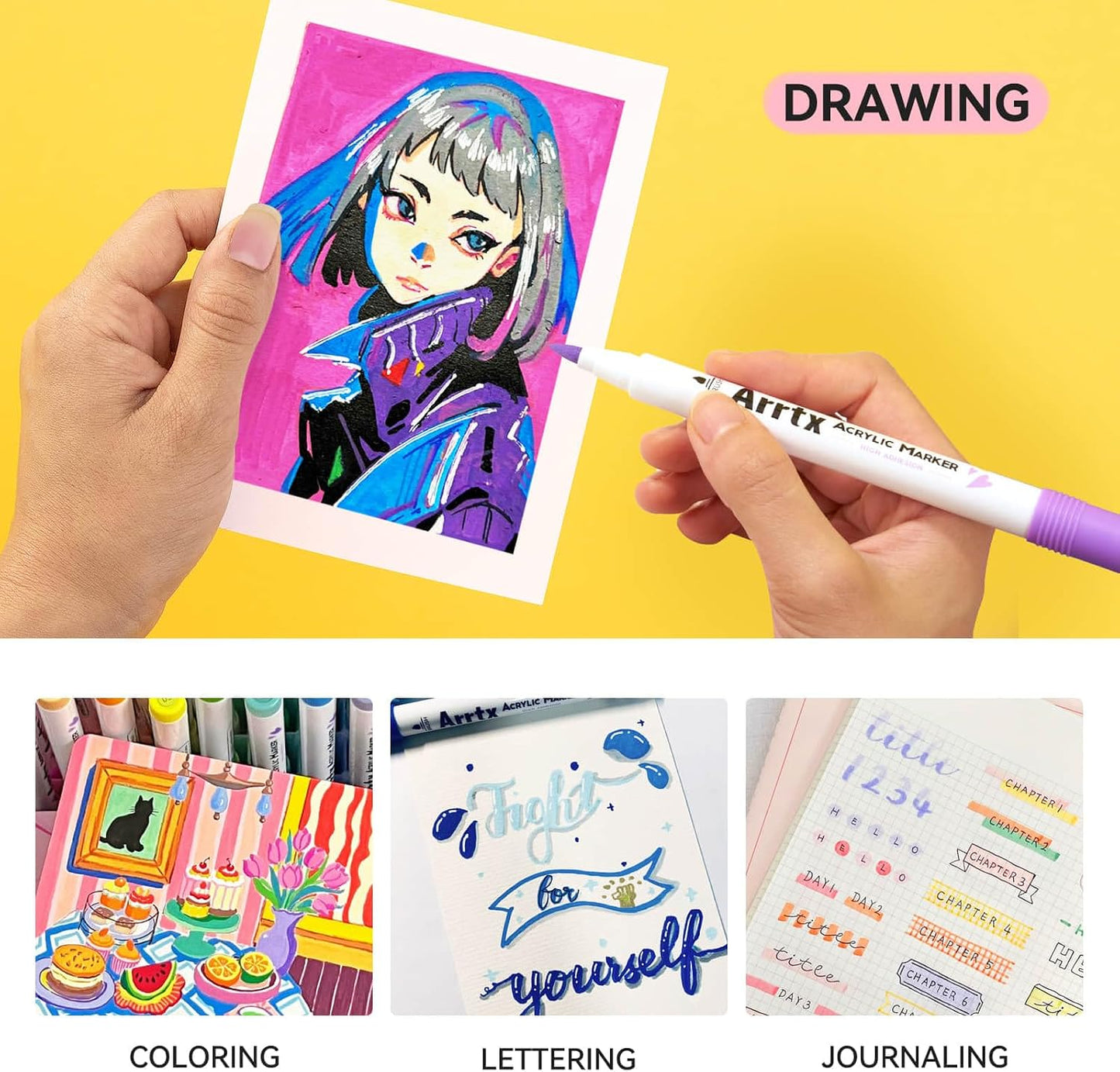 Arrtx 120 Color Markers & Paint Pens - Acrylic Art Supplies for Artists DEMO