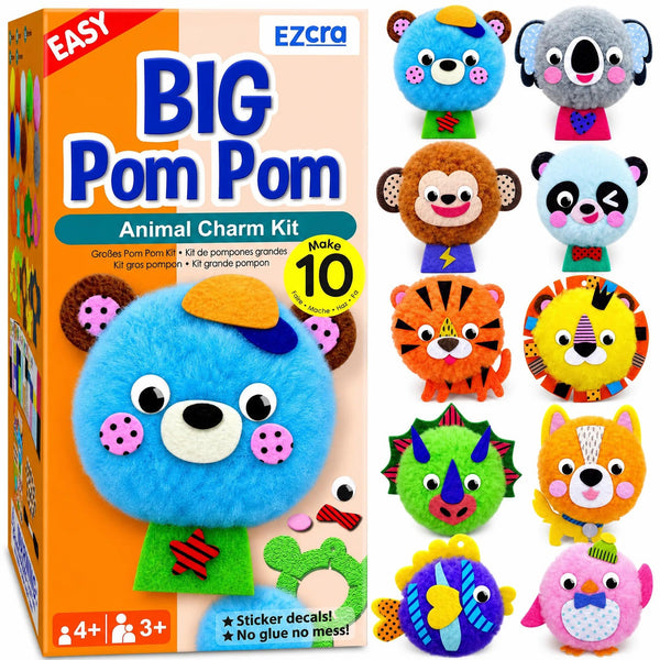 EZCRA Plush Animal Craft Kit for Kids Make 10 Big Felt Toys Orange Large NEW