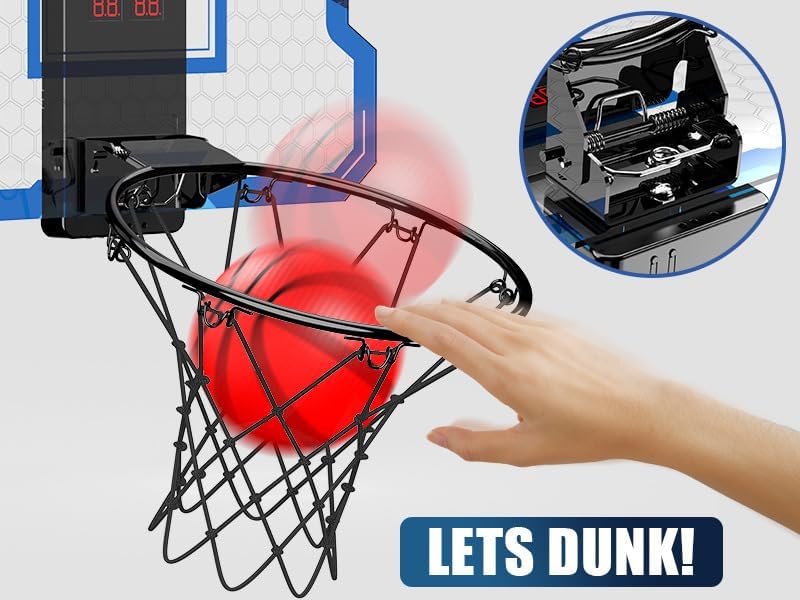 Aeokyzds Mini Basketball Hoop Over The Door with Scoreboard Blue And Black NEW