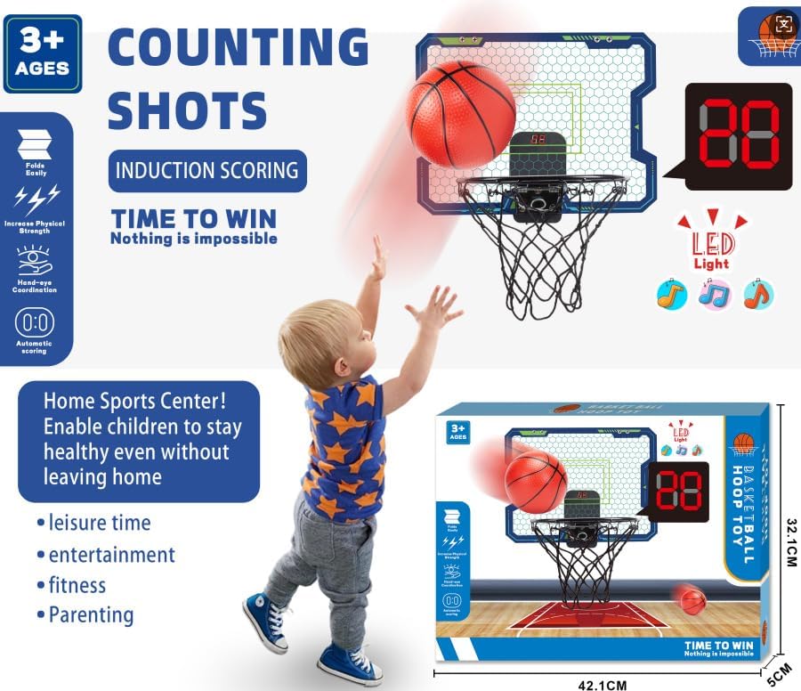 Aeokyzds Mini Basketball Hoop Over The Door with Scoreboard Blue And Black NEW