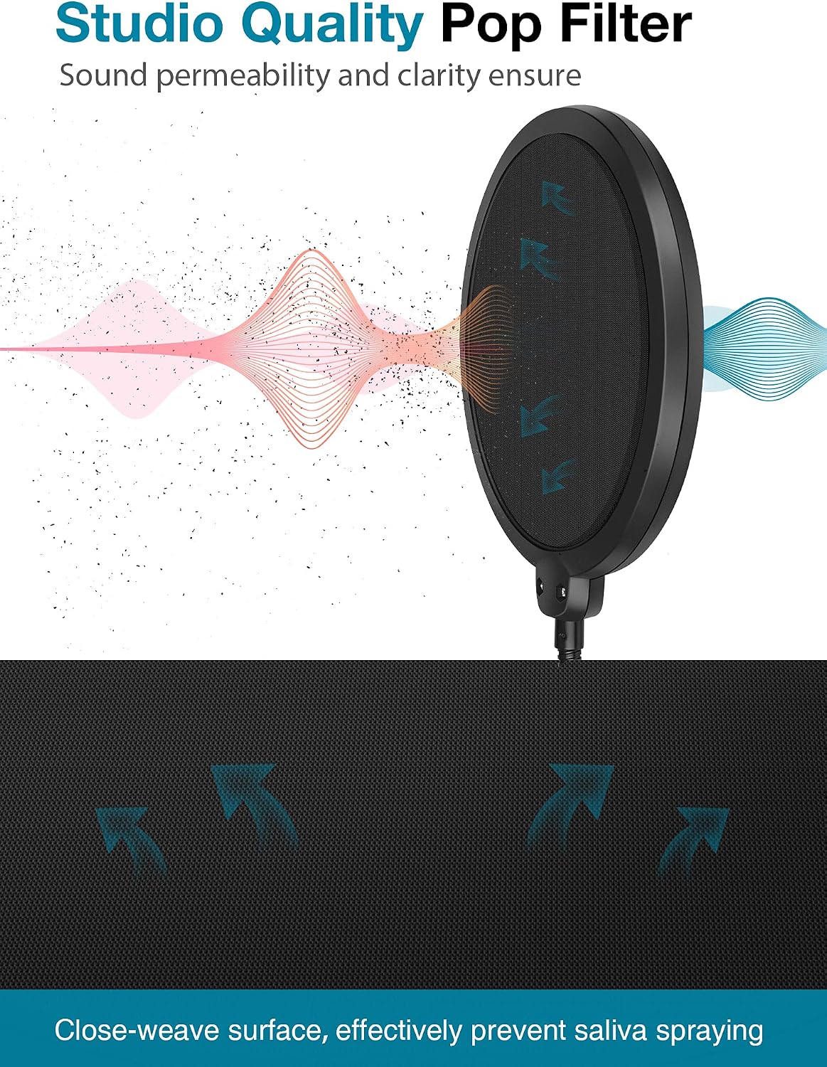 InnoGear Dual Pop Filters Layer Pop Filter for Blue Yeti Microphone, Black & NEW