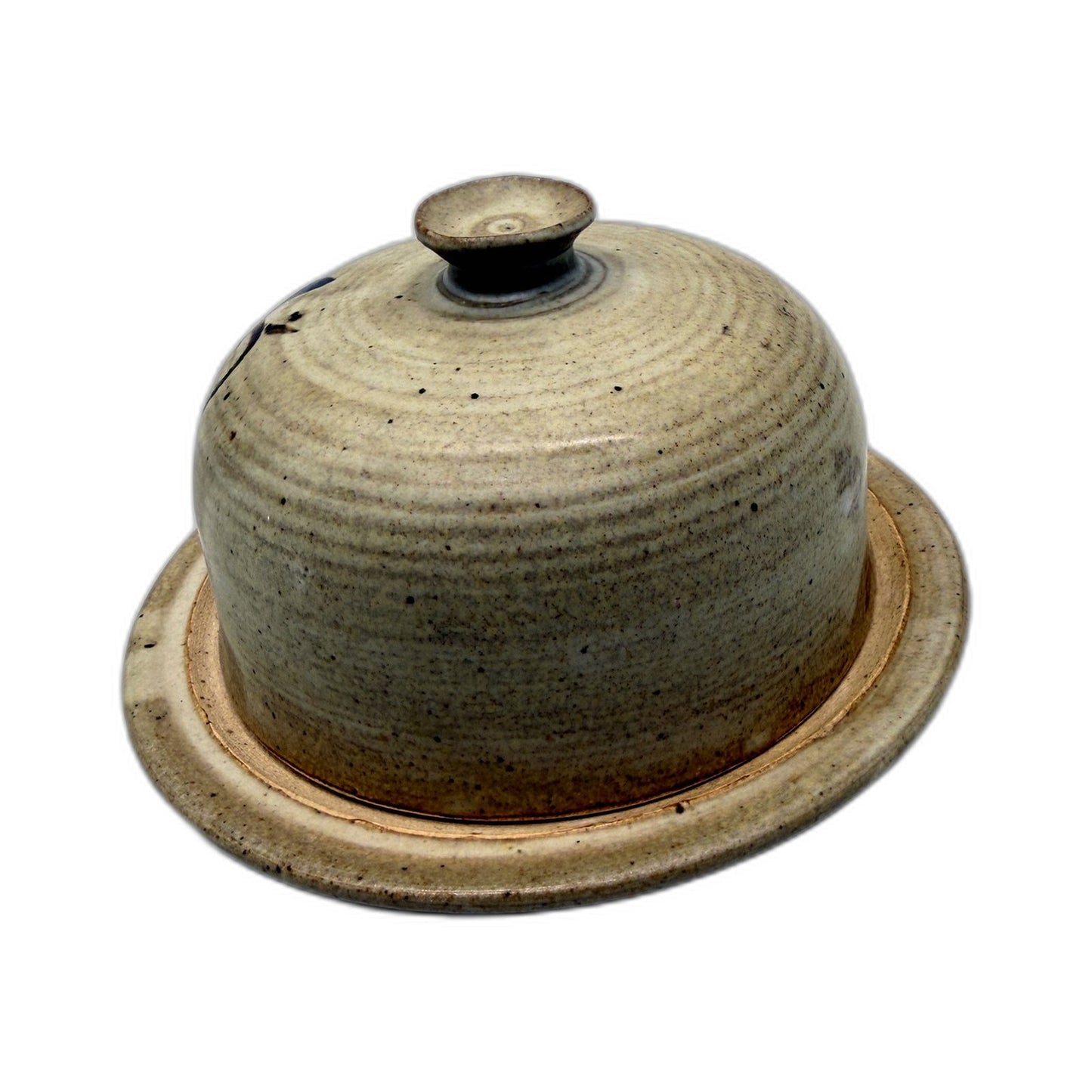 Australian Hand Crafted Mini Dome Lidded Dish Floral Design Tan Clay Pottery