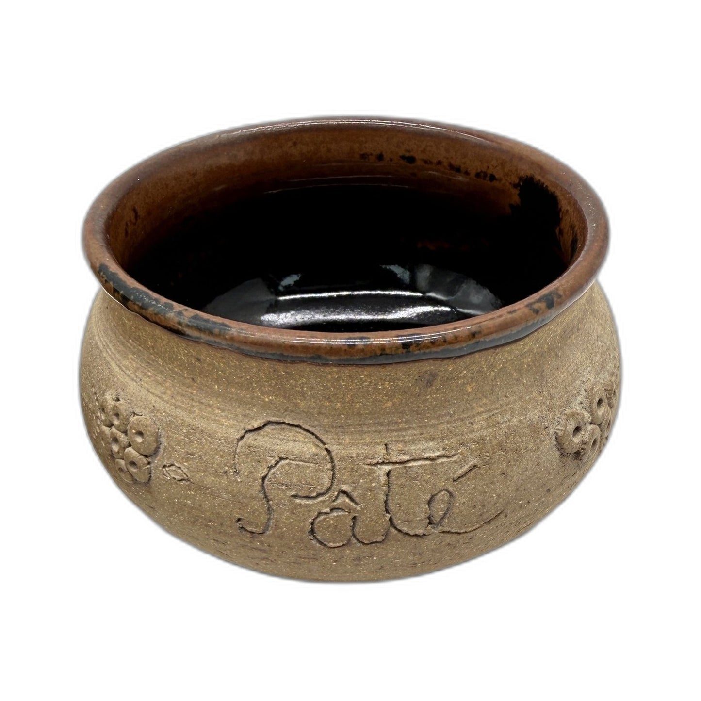 Handmade Tan/Brown Ceramic Rustic Textured Stamped Logo Decorative Dip Bowls