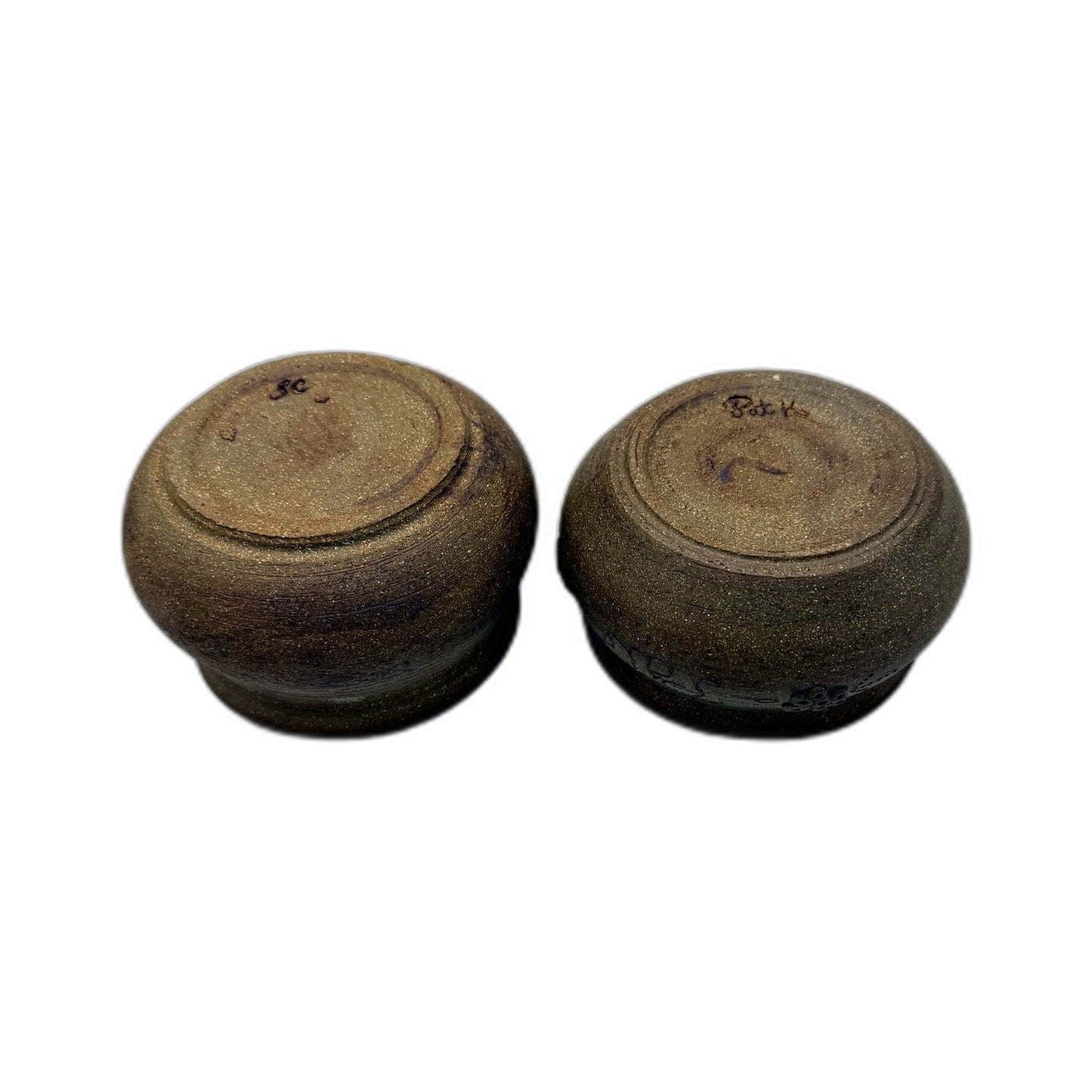 Handmade Tan/Brown Ceramic Rustic Textured Stamped Logo Decorative Dip Bowls