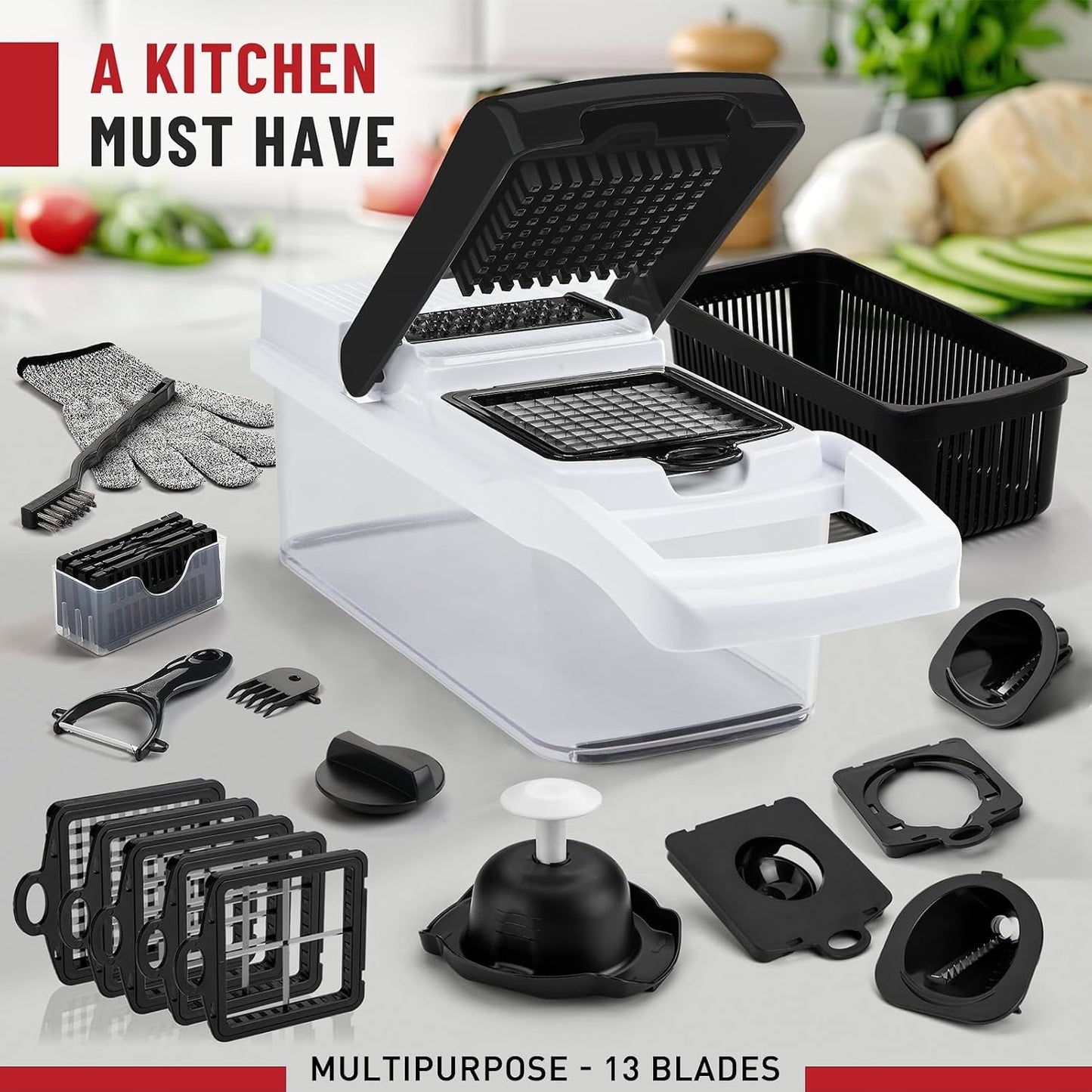 WELTONHM Multifunction Vegetable Chopper Dicer Spiralizer for Mandolines NEW