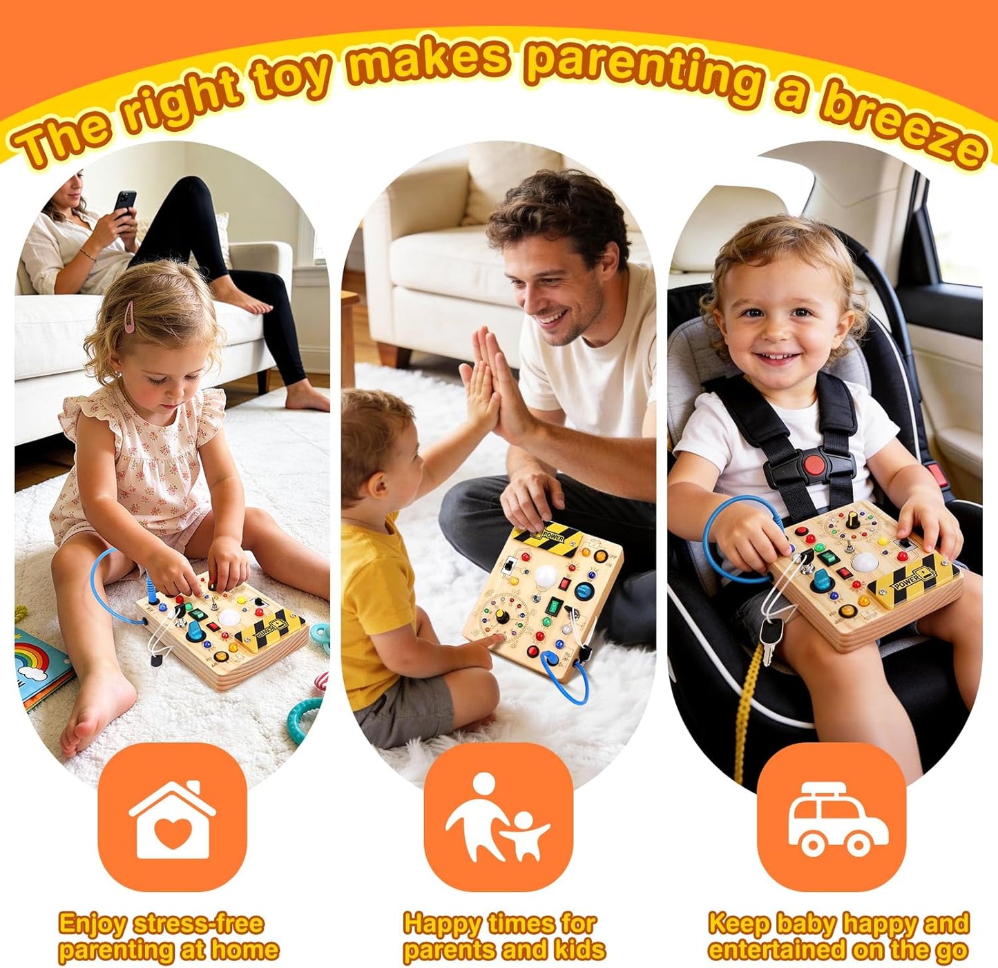 Grarain Busy Board with 23 LED Lights Montessori Toys for 1+ Year Old Size NEW