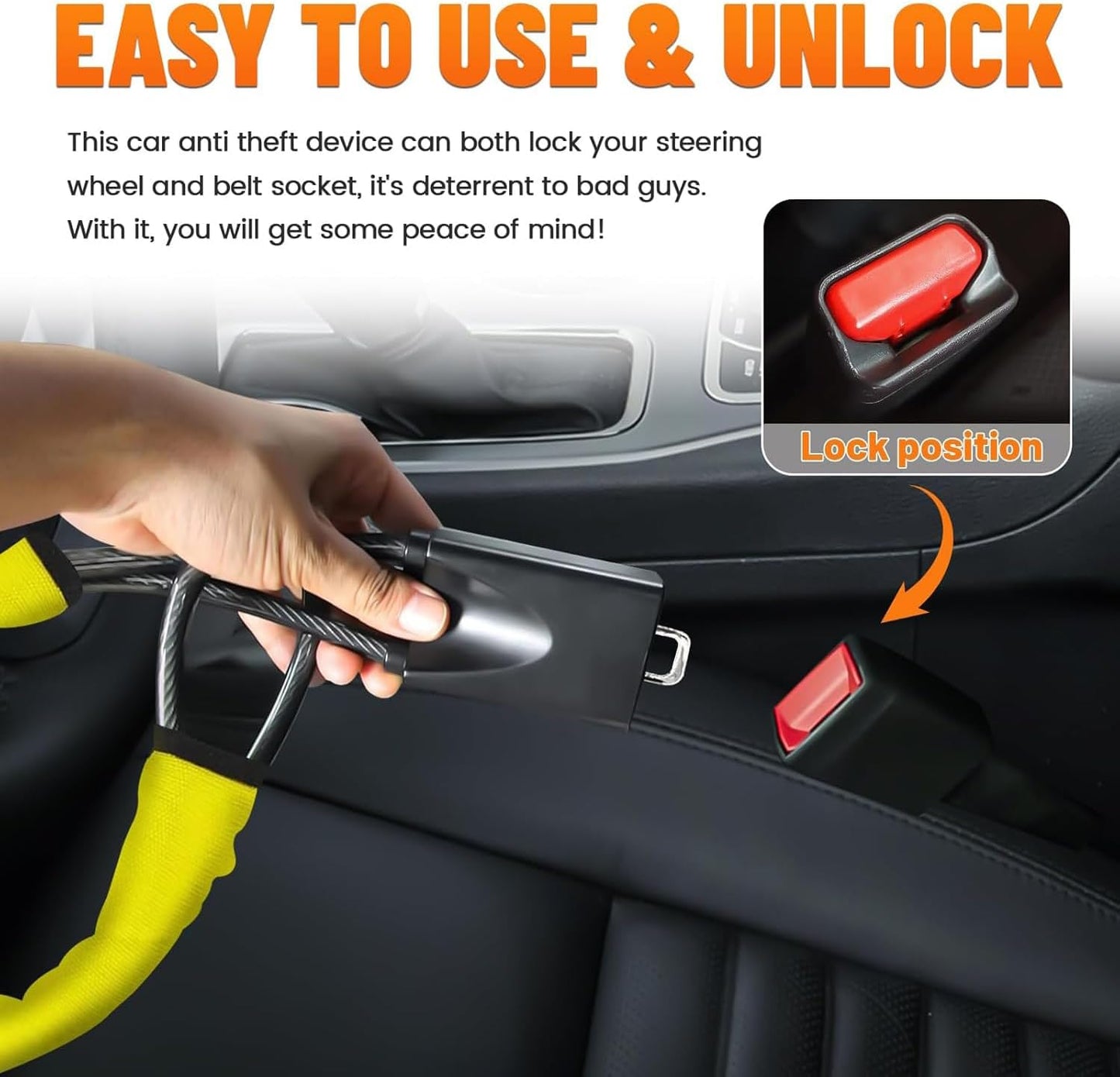 Embosk Anti-Theft Locking Devices Steering Wheel Lock for Cars - Alloy NEW