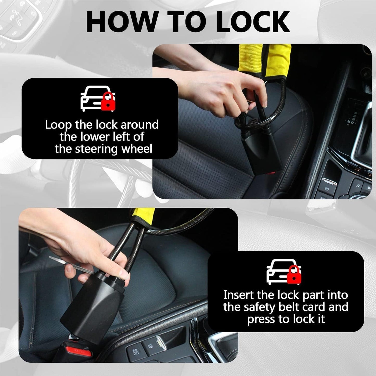 Embosk Anti-Theft Locking Devices Steering Wheel Lock for Cars - Alloy NEW