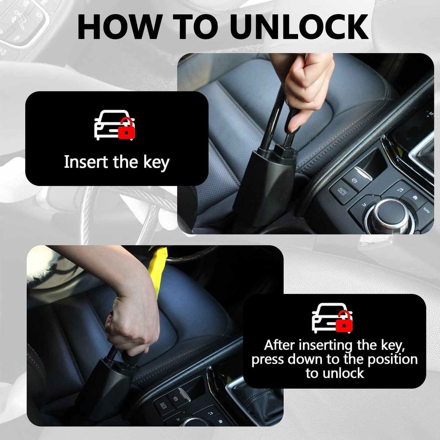 Embosk Anti-Theft Locking Devices Steering Wheel Lock for Cars - Alloy NEW