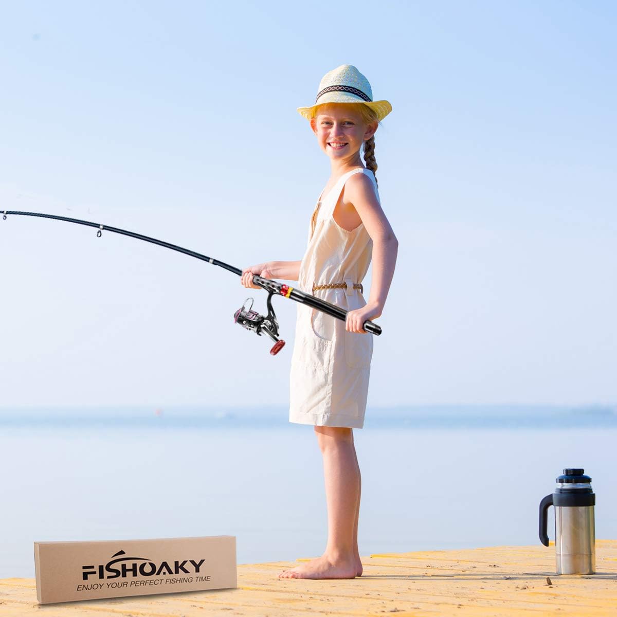FISHOAKY Telescopic Fishing Rod Set 5.9ft Carbon Fibre Pole Reel Combo DEMO