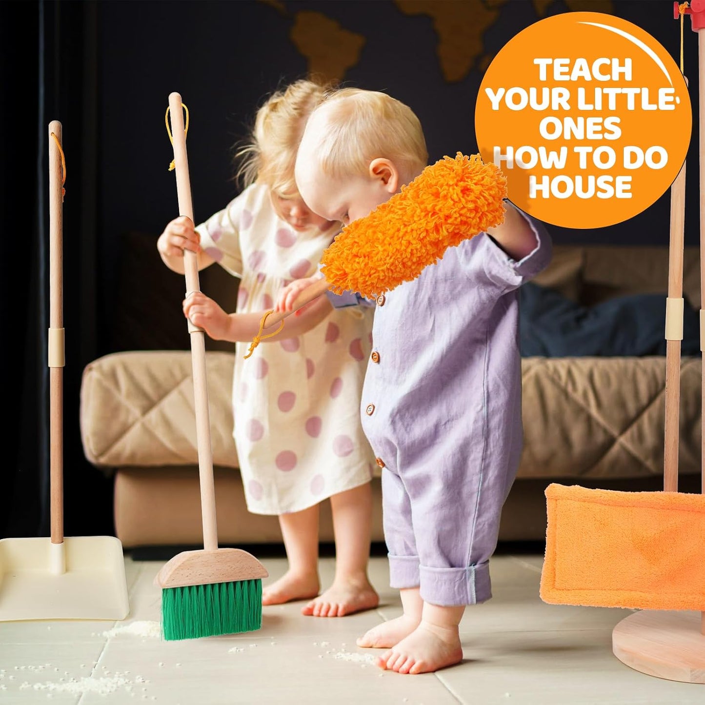 Golden Maple Sets Toddler Cleaning Play Set Multicolor Pretend Housekeeping NEW