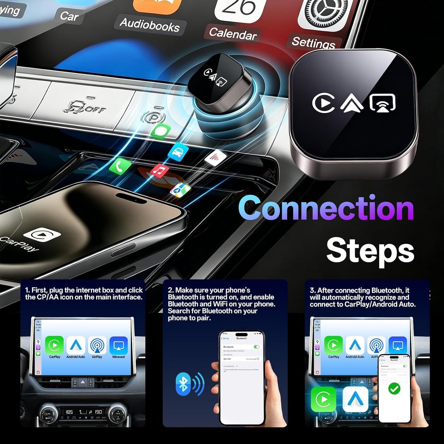 EleFox 4-in-1 Wireless CarPlay Adapter Converts Wired to Input Adapters NEW