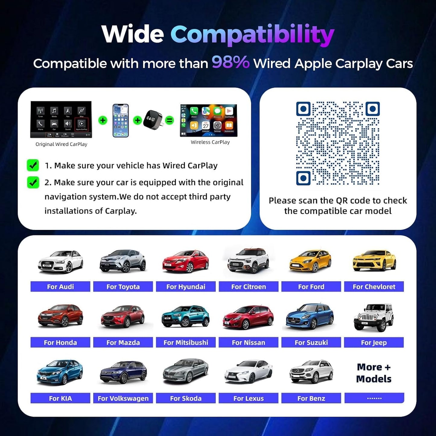 EleFox 4-in-1 Wireless CarPlay Adapter Converts Wired to Input Adapters NEW