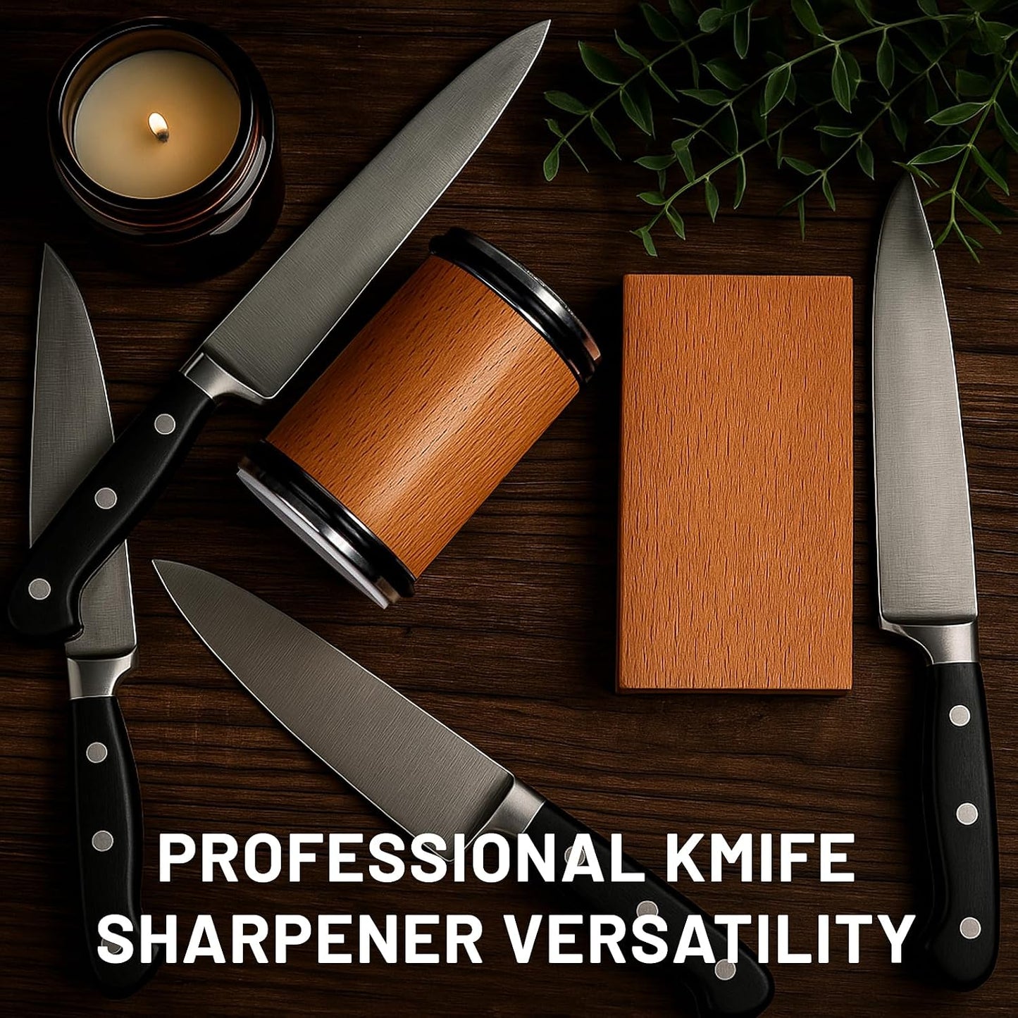 Kimbo Manual Knife Sharpening Tool Kit with 400 & 1000 Grit Discs, Brown NEW