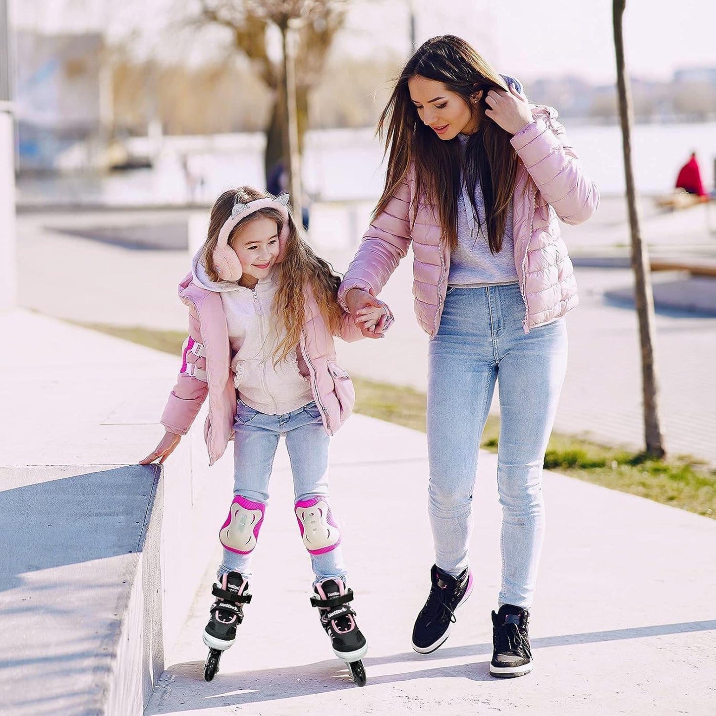 Nattork Children's Inline Skates with Light-Up Wheels Adjustable Pink Size M NEW
