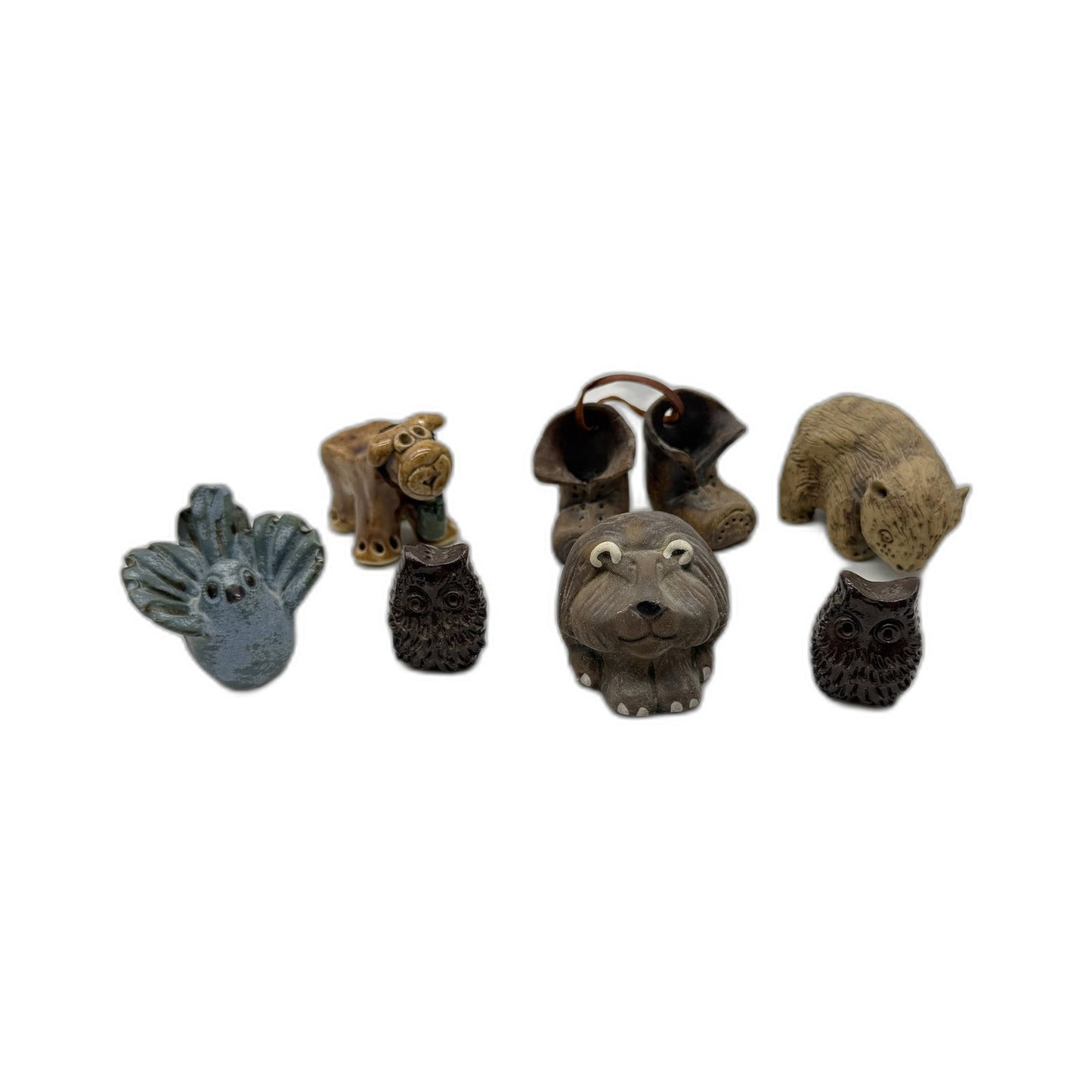 COLLECTABLE Assorted Decorative Hand Crafted Pottery Mini Figurines 7 Pieces