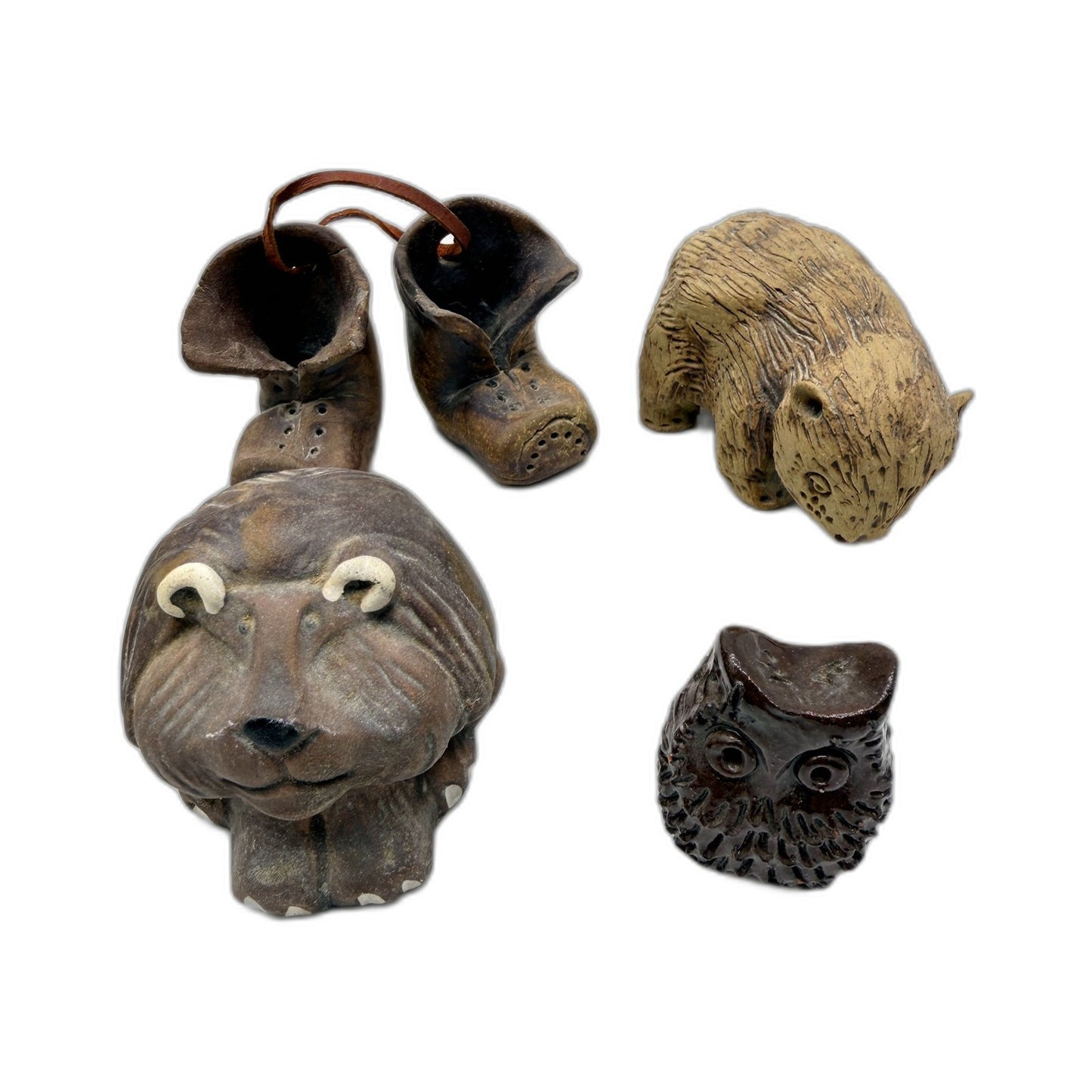 COLLECTABLE Assorted Decorative Hand Crafted Pottery Mini Figurines 7 Pieces