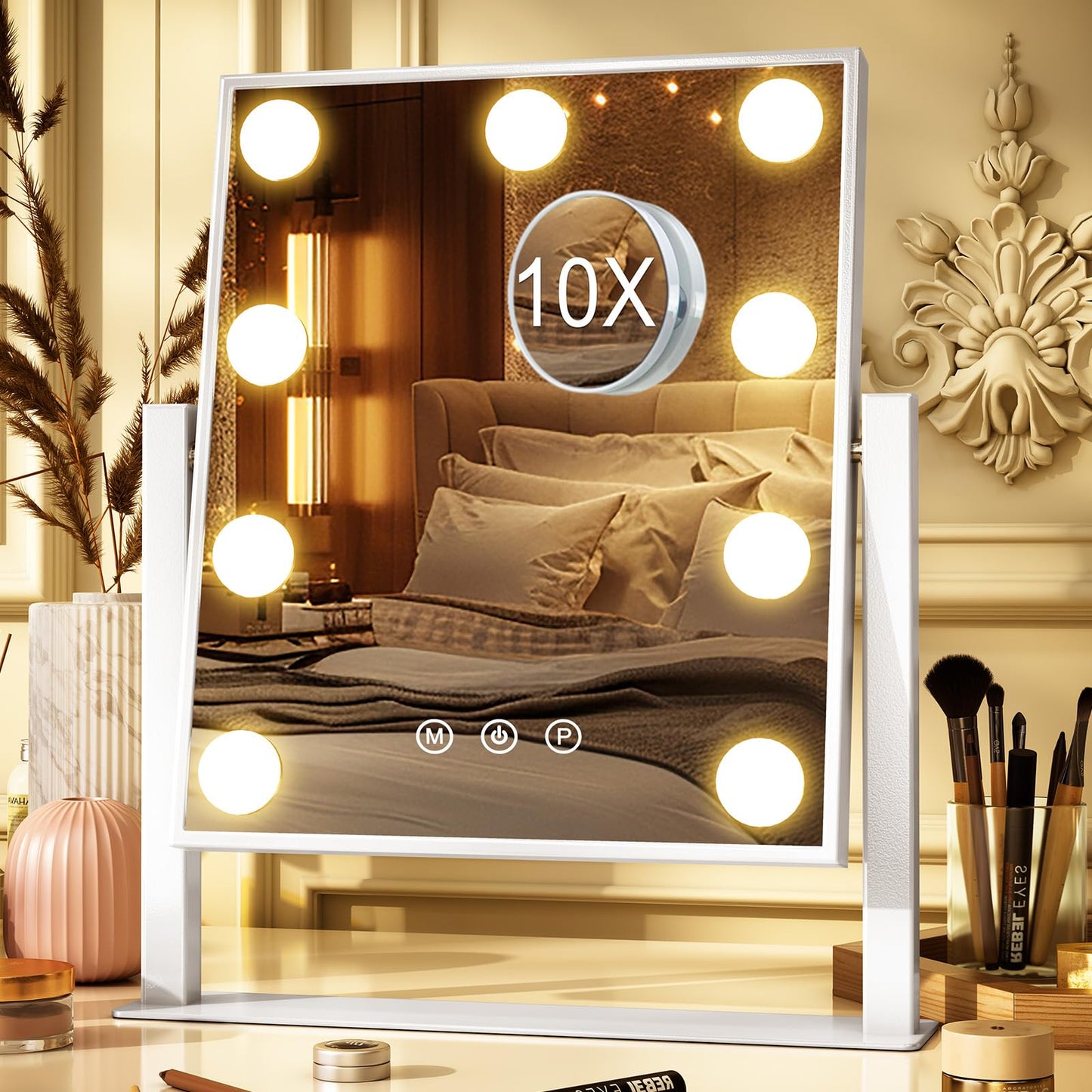 ZL Zeling Vanity Makeup Mirror with 9 Dimmable LED Bulbs 3 Color Adjustable NEW