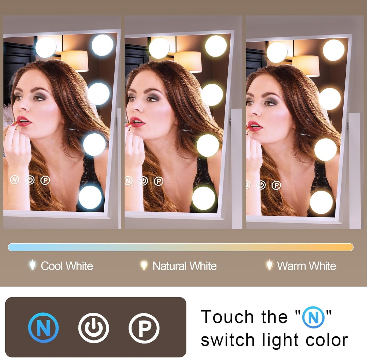 ZL Zeling Vanity Makeup Mirror with 9 Dimmable LED Bulbs 3 Color Adjustable NEW