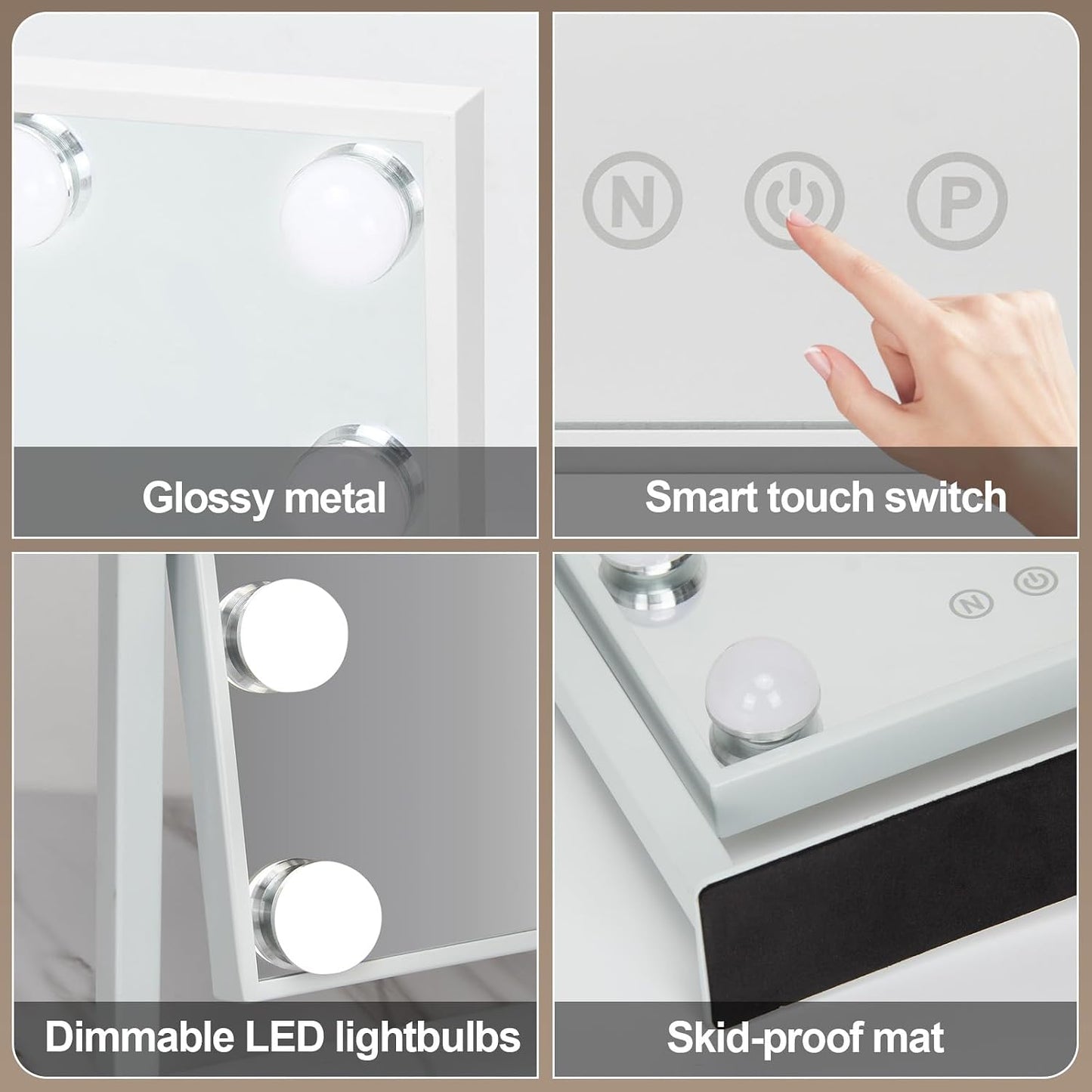 ZL Zeling Vanity Makeup Mirror with 9 Dimmable LED Bulbs 3 Color Adjustable NEW