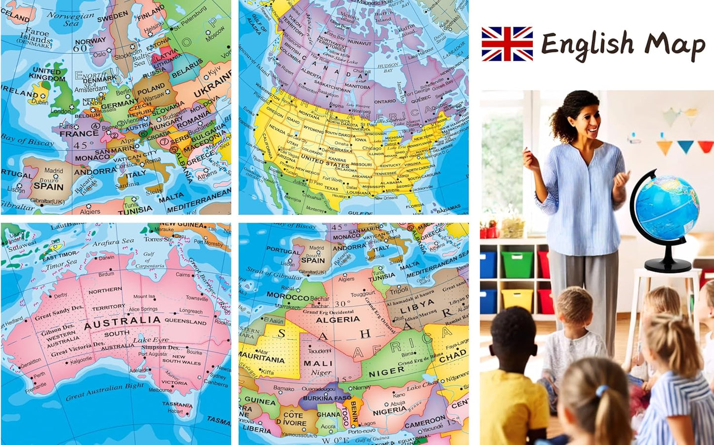 Exerz 30cm Science Political World Globe - Large Educational Geographic NEW