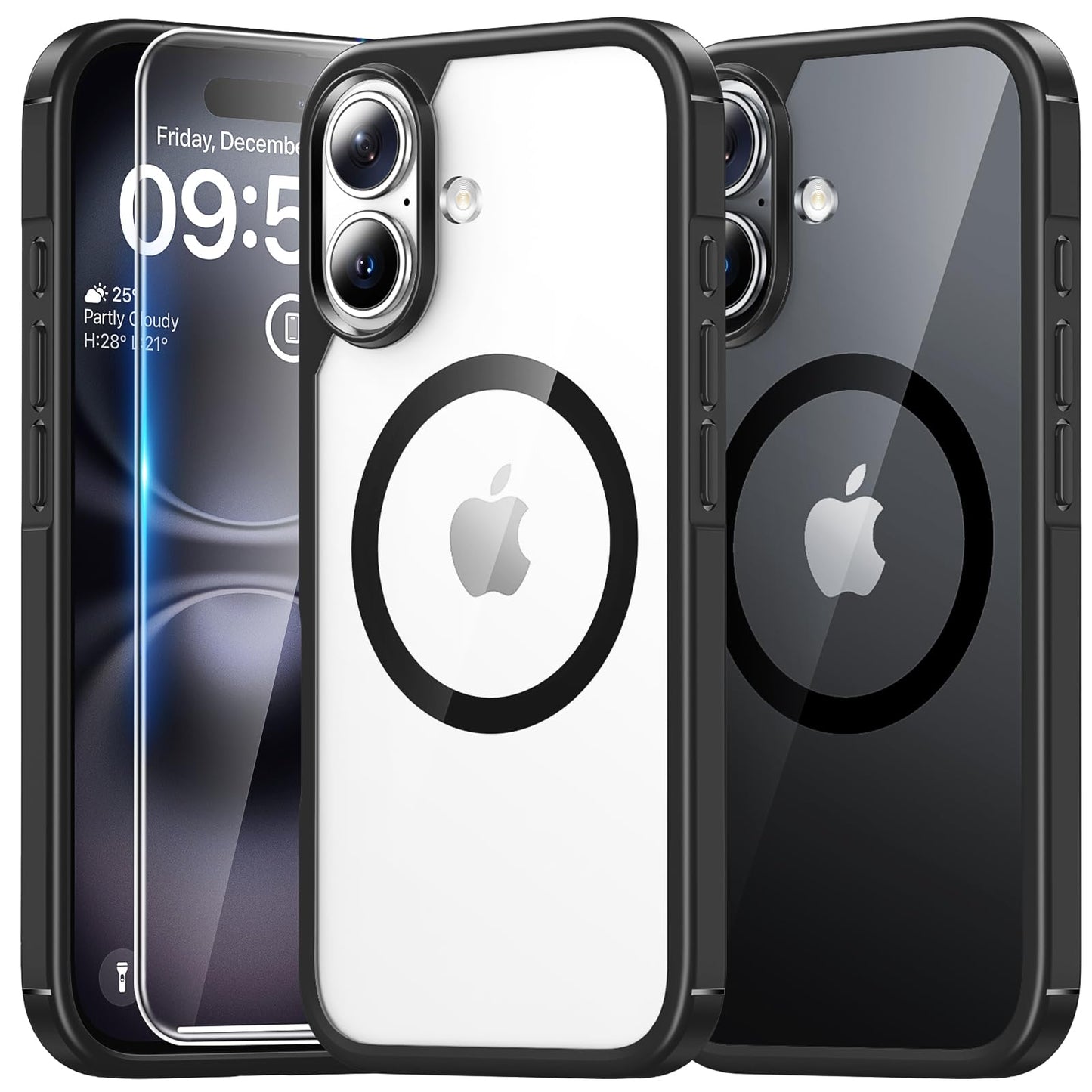 TAURI Basic Magnetic iPhone 16 Case with Screen Protector, Black NEW