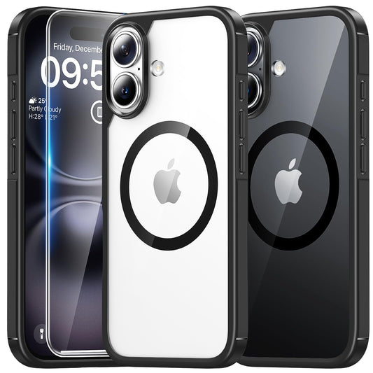 TAURI Basic Magnetic iPhone 16 Case with Screen Protector, Black NEW