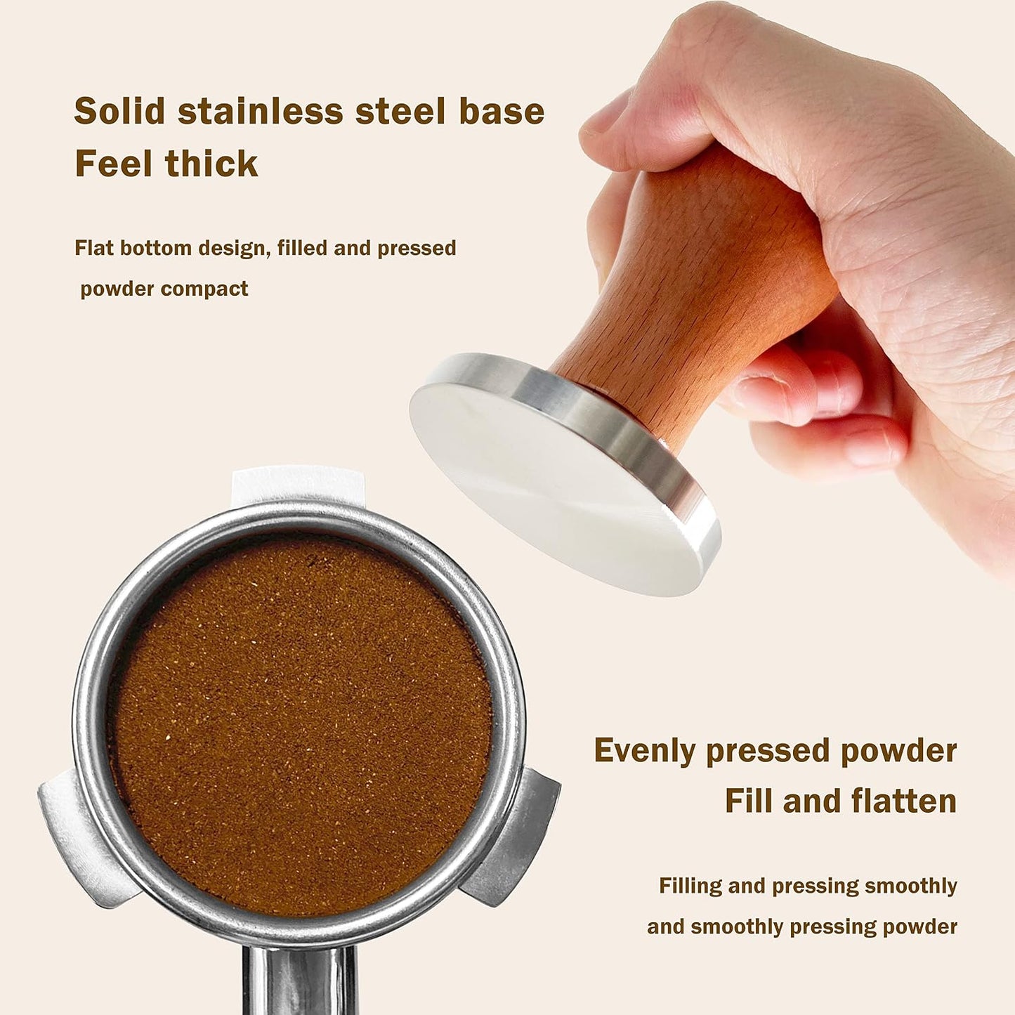 NEOUZA 53mm Timber Handle Coffee Tamper for Breville 54mm Portafilter Basket NEW