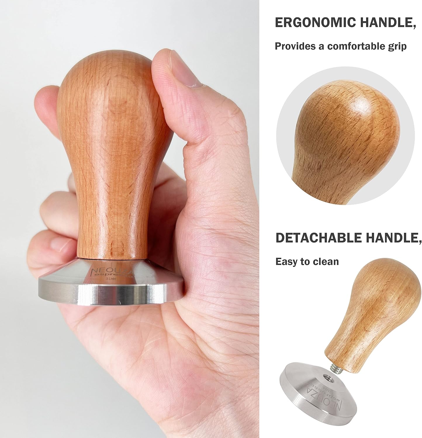 NEOUZA 53mm Timber Handle Coffee Tamper for Breville 54mm Portafilter Basket NEW