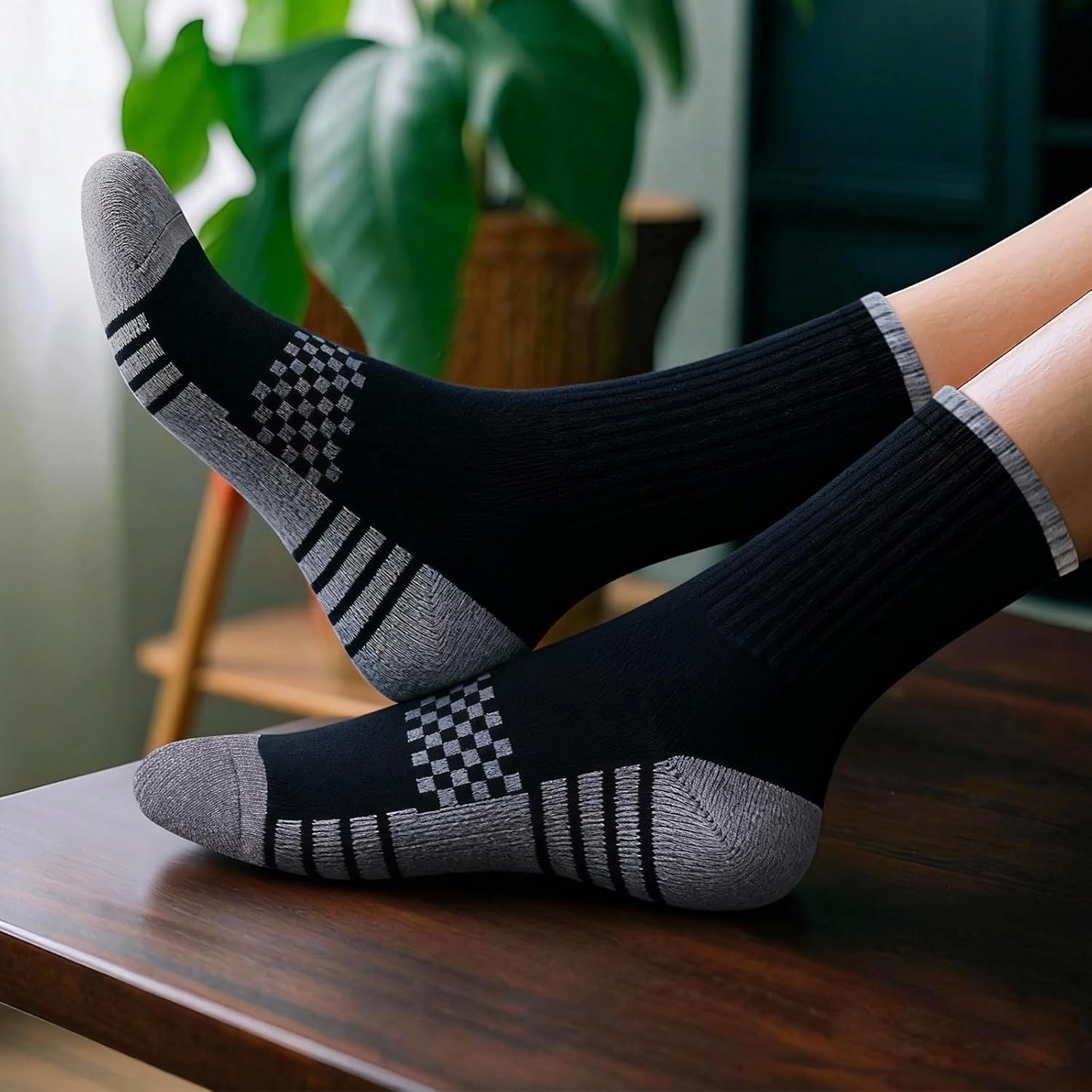 YUEDGE Padded Cotton Crew Socks for Men & Women - Moisture Wicking XXL NEW
