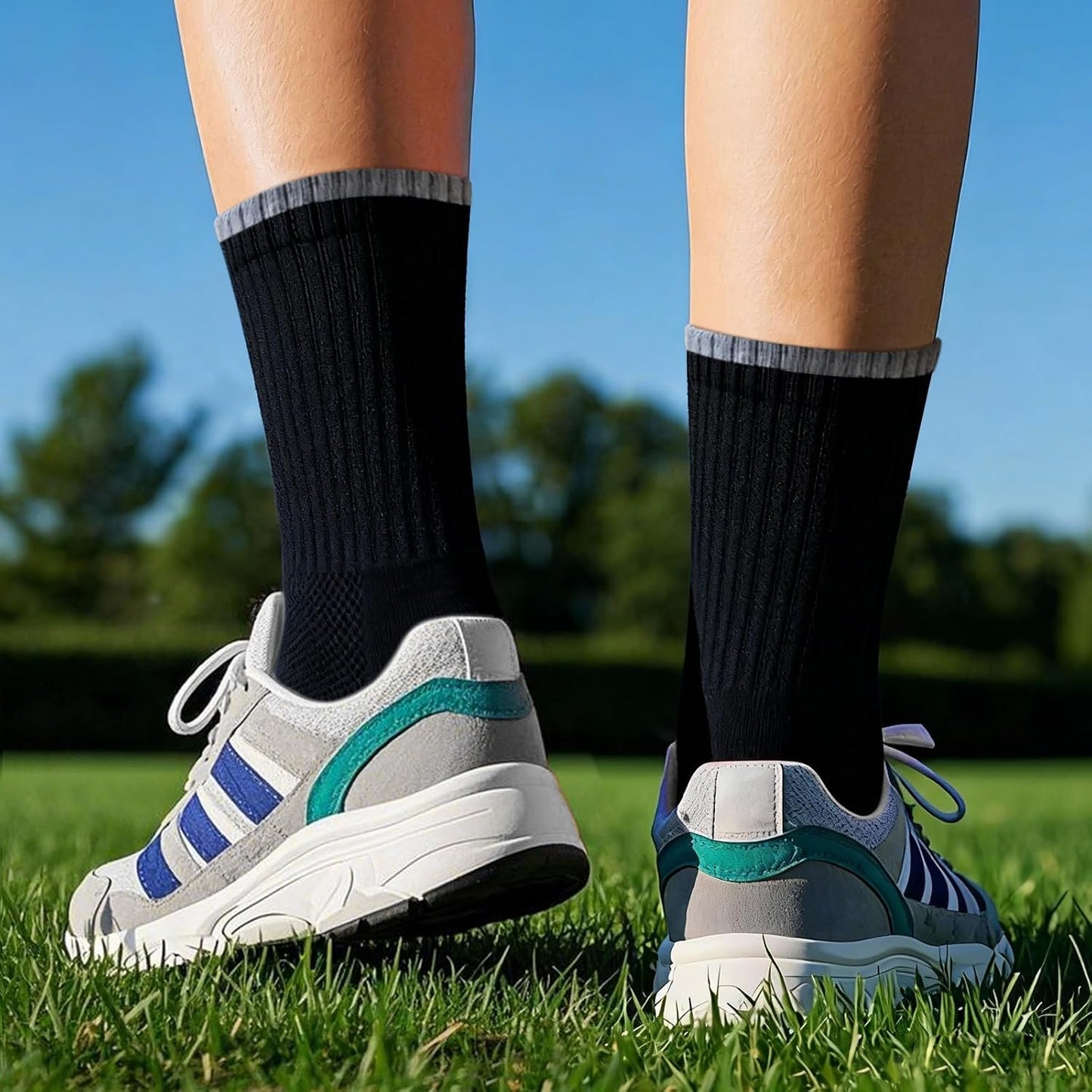 YUEDGE Padded Cotton Crew Socks for Men & Women - Moisture Wicking XXL NEW