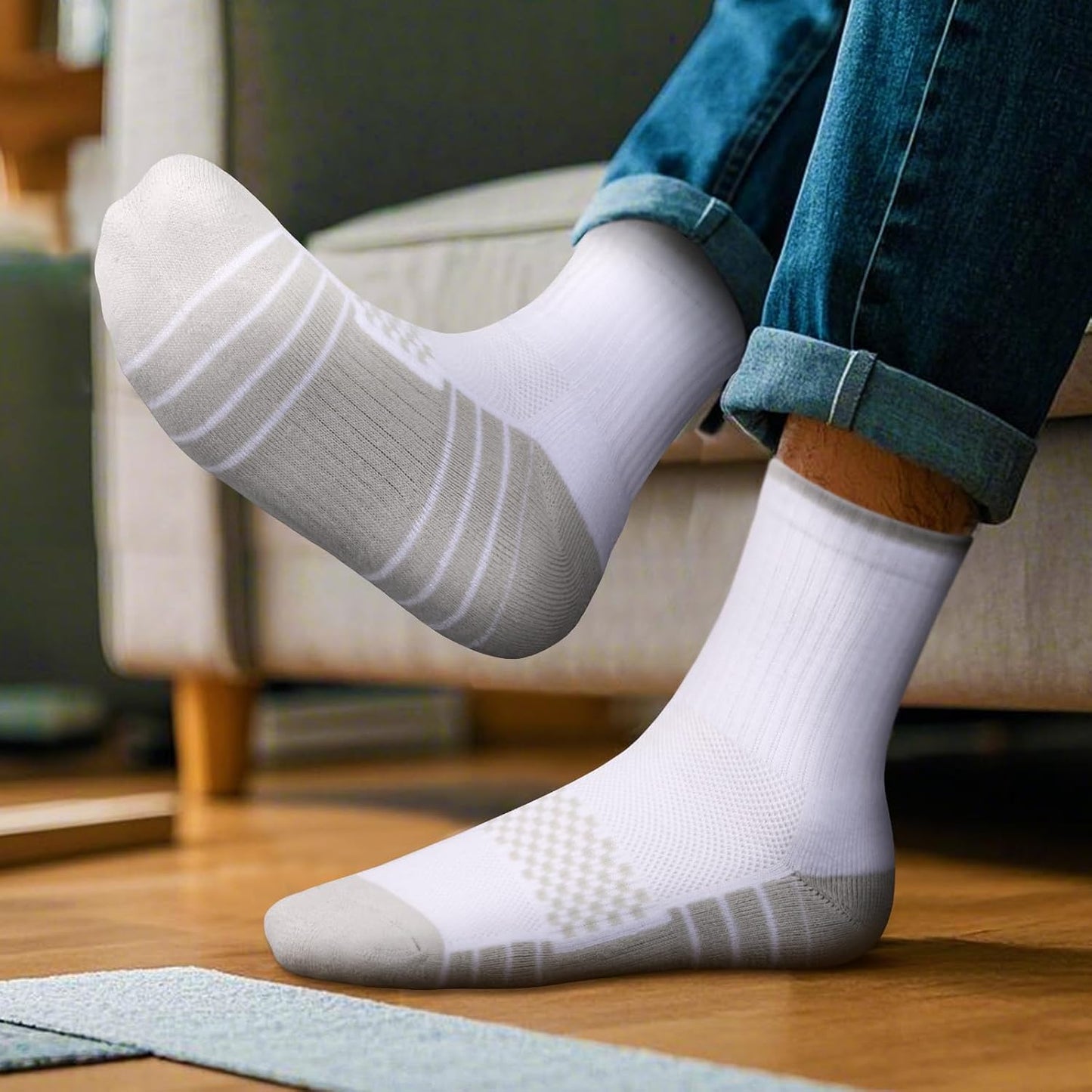 YUEDGE Padded Cotton Crew Socks for Men & Women - Moisture Wicking XXL NEW