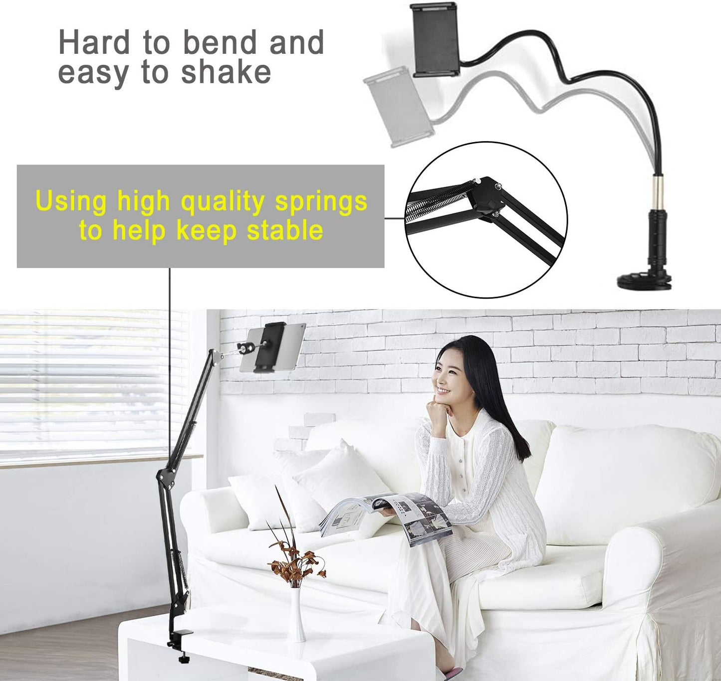 SAMHOUSING 360 Stands Degree Rotating Tablet Stand Holder Mount for Bed, NEW