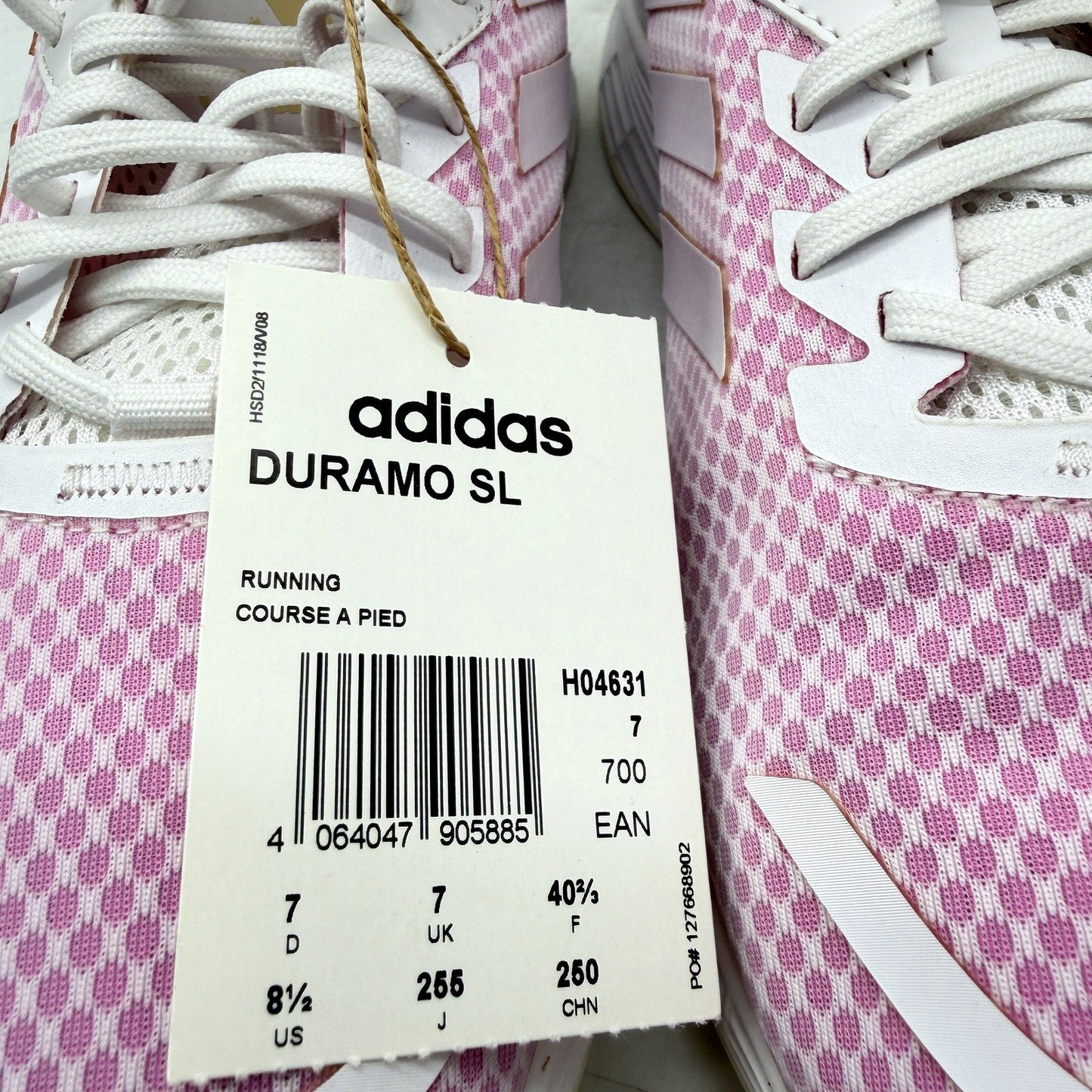adidas Womens Duramo SL H04631 Running Shoes in Pink & White Size US 8.5 DEMO