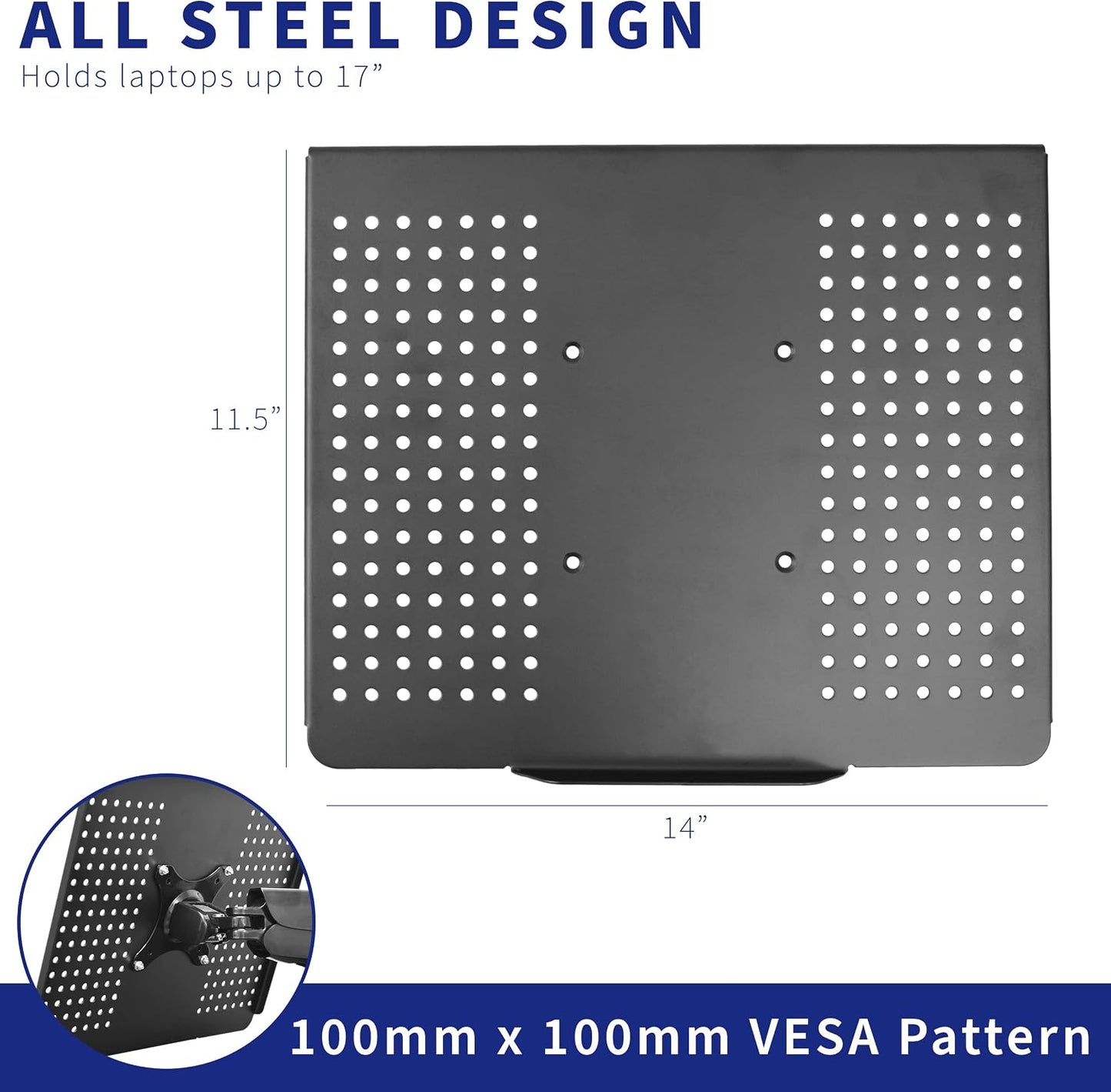 VIVO Black Steel Laptop Tray Platform for VESA Mount Stands & Mounts NEW