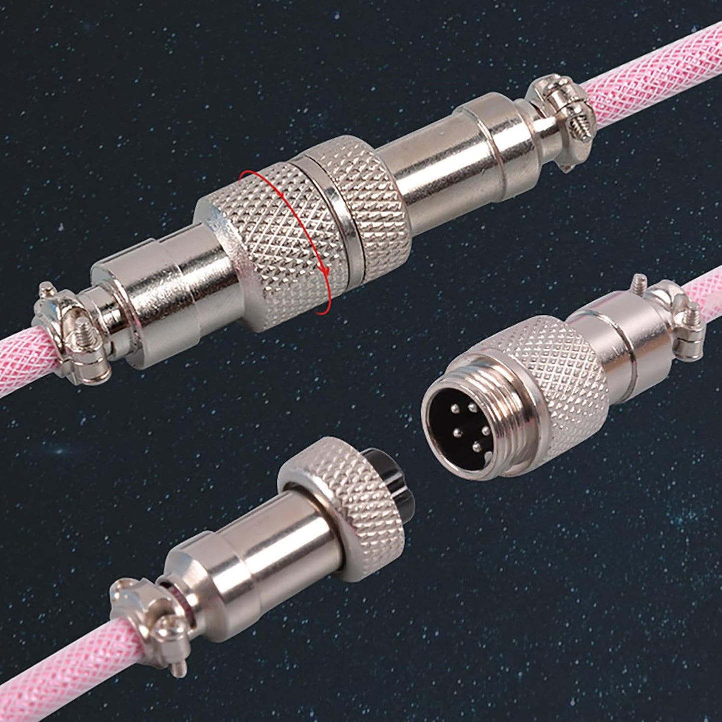 tunghey Nylon USB Cables Braided USB C to A TPU Coiled Keyboard Cable Pink NEW