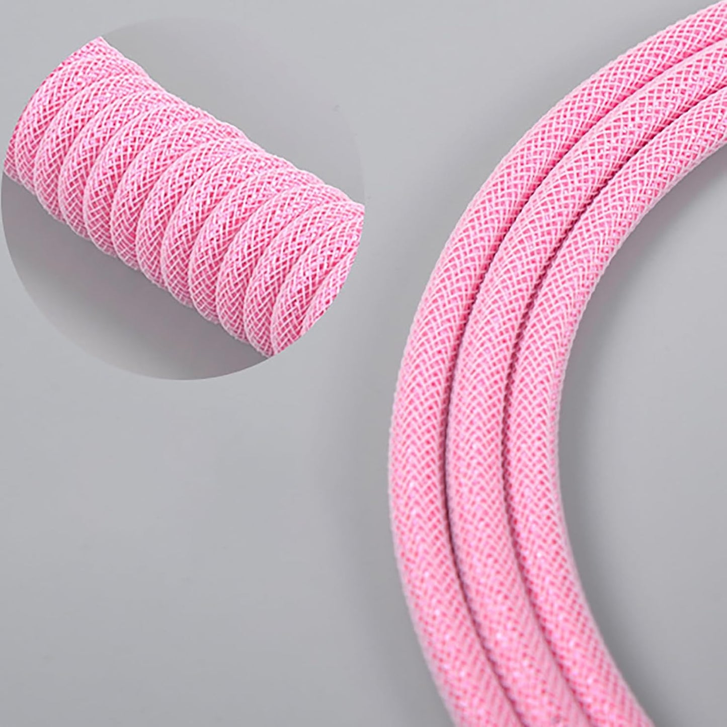 tunghey Nylon USB Cables Braided USB C to A TPU Coiled Keyboard Cable Pink NEW