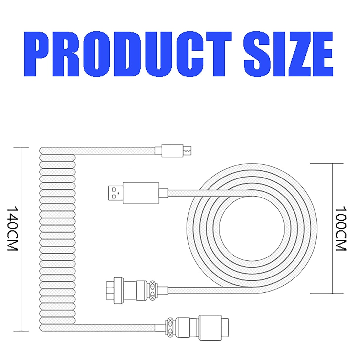 tunghey Nylon USB Cables Braided USB C to A TPU Coiled Keyboard Cable Pink NEW