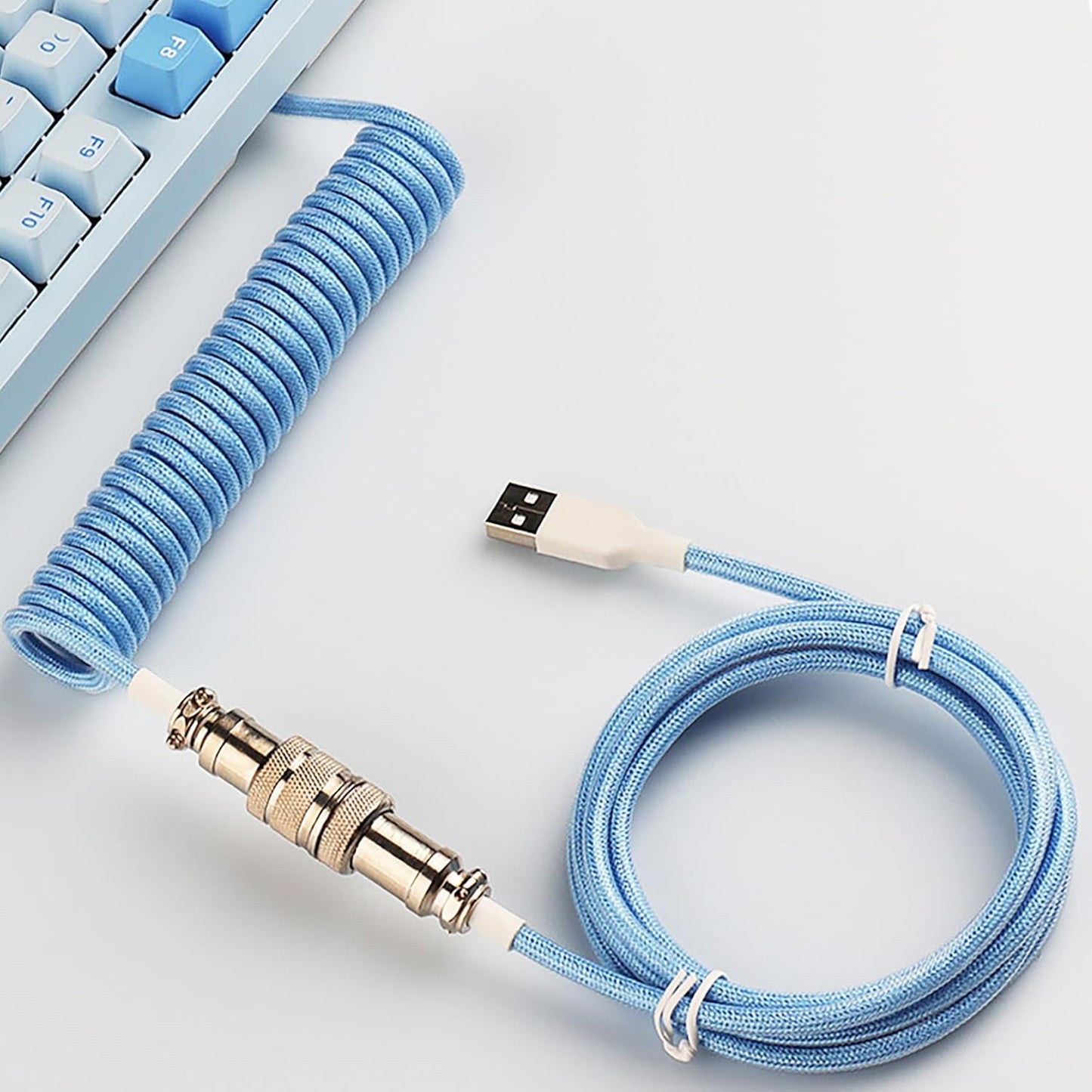 tunghey Nylon USB Cables Braided USB C to A TPU Coiled Keyboard Cable Pink NEW