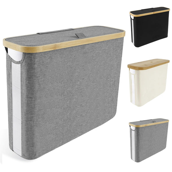 SAEHAEYEE Large Capacity Grey Toilet Paper Holder Basket with Lid NEW