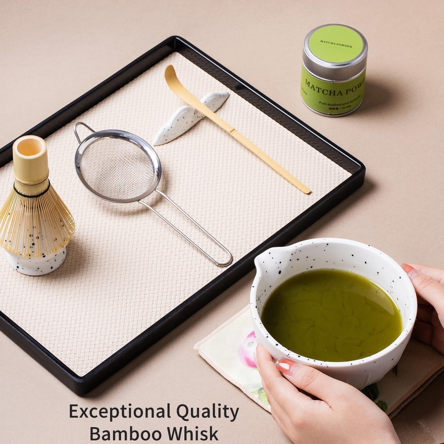 Futuriol 7-Piece Matcha Tea Set with Bowl, Whisk, Bamboo Brush - White NEW