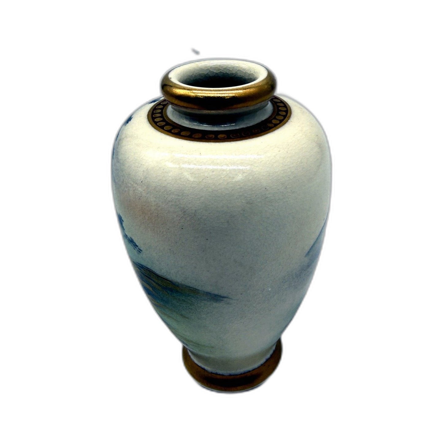 VINTAGE Satsuma Ceramic Floral Vase Hand Painted Multi-Color Decor 10cm