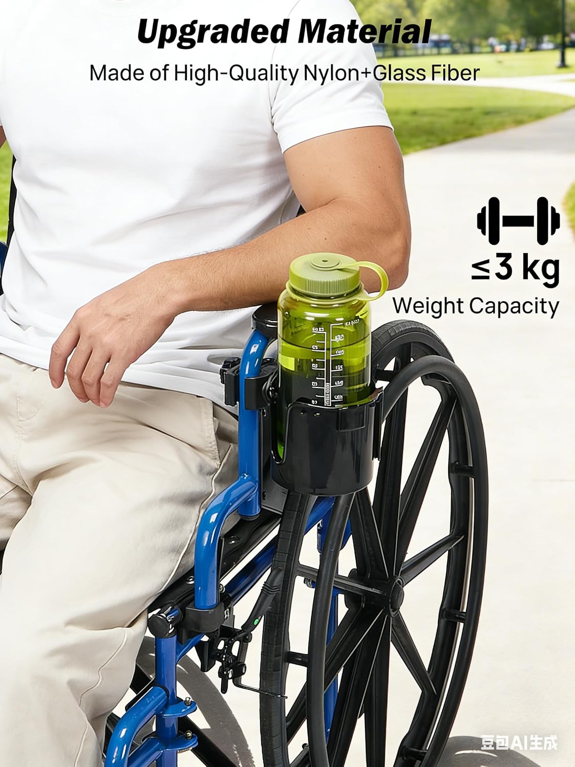 JOYTUTUS 2-in-1 Acrylic Black Wheel Chair Stroller Cup Holder With Clamp NEW