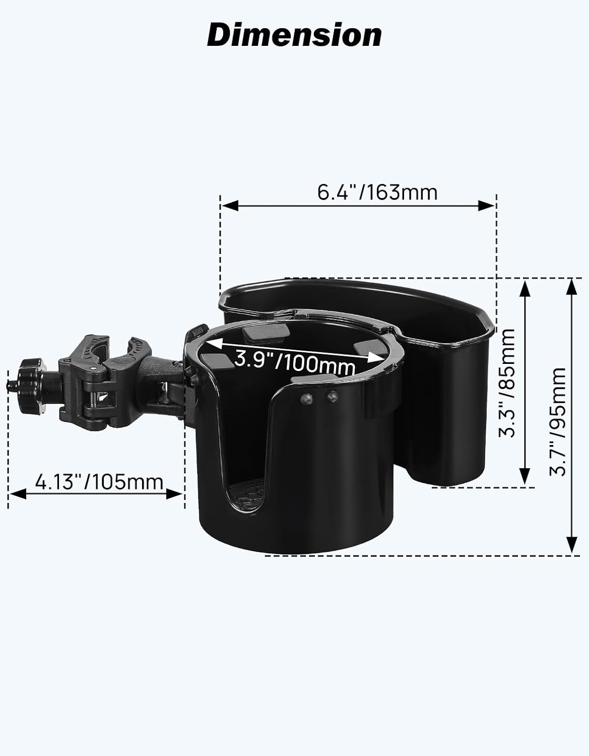 JOYTUTUS 2-in-1 Acrylic Black Wheel Chair Stroller Cup Holder With Clamp NEW