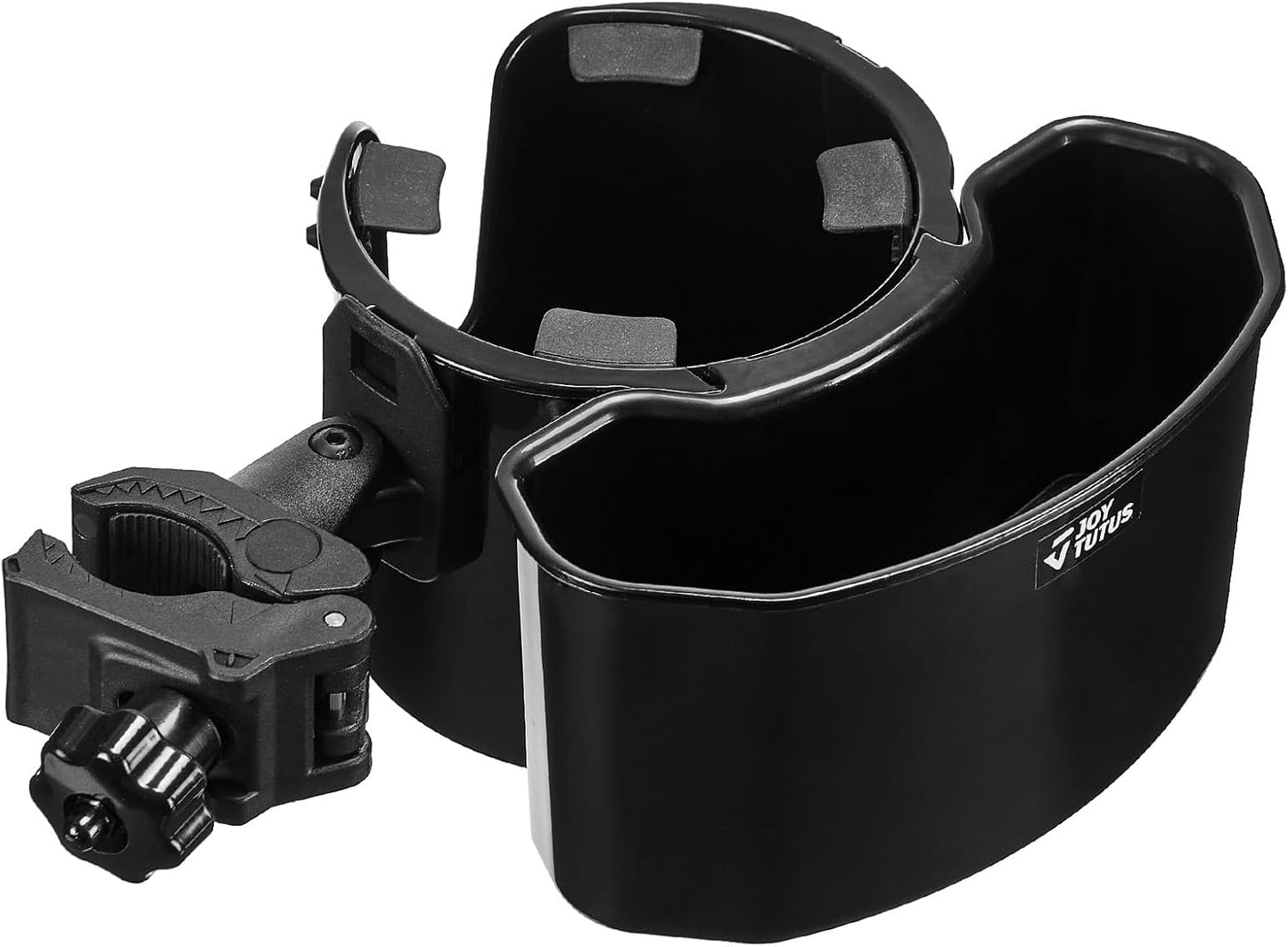 JOYTUTUS 2-in-1 Acrylic Black Wheel Chair Stroller Cup Holder With Clamp NEW