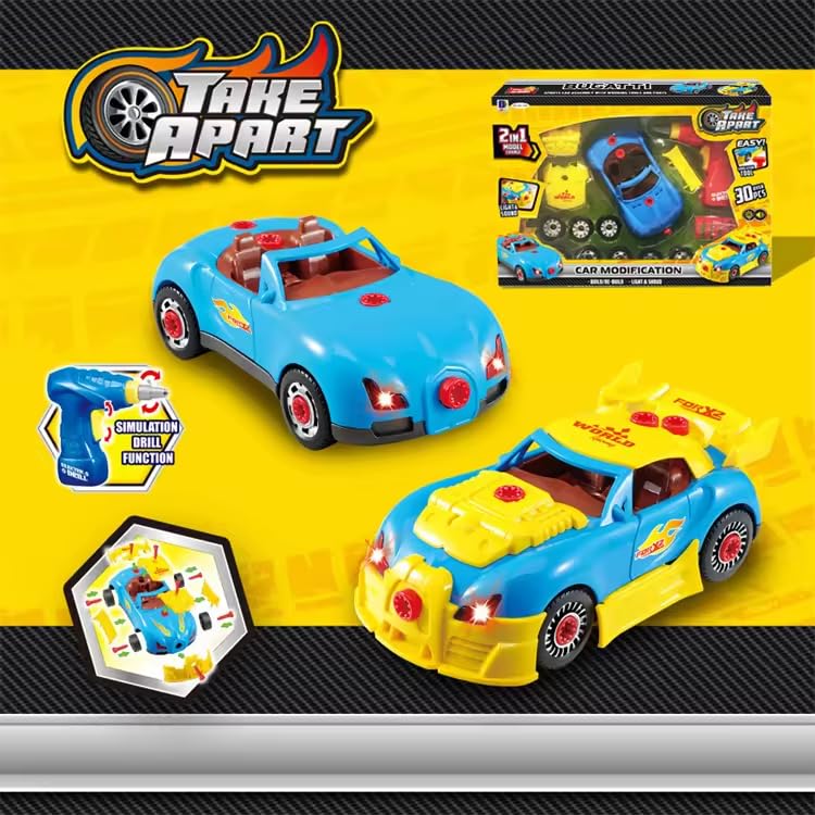 Ameon Take-Apart Multi-Color 30-Piece DIY Racing Car Toy Building Set NEW