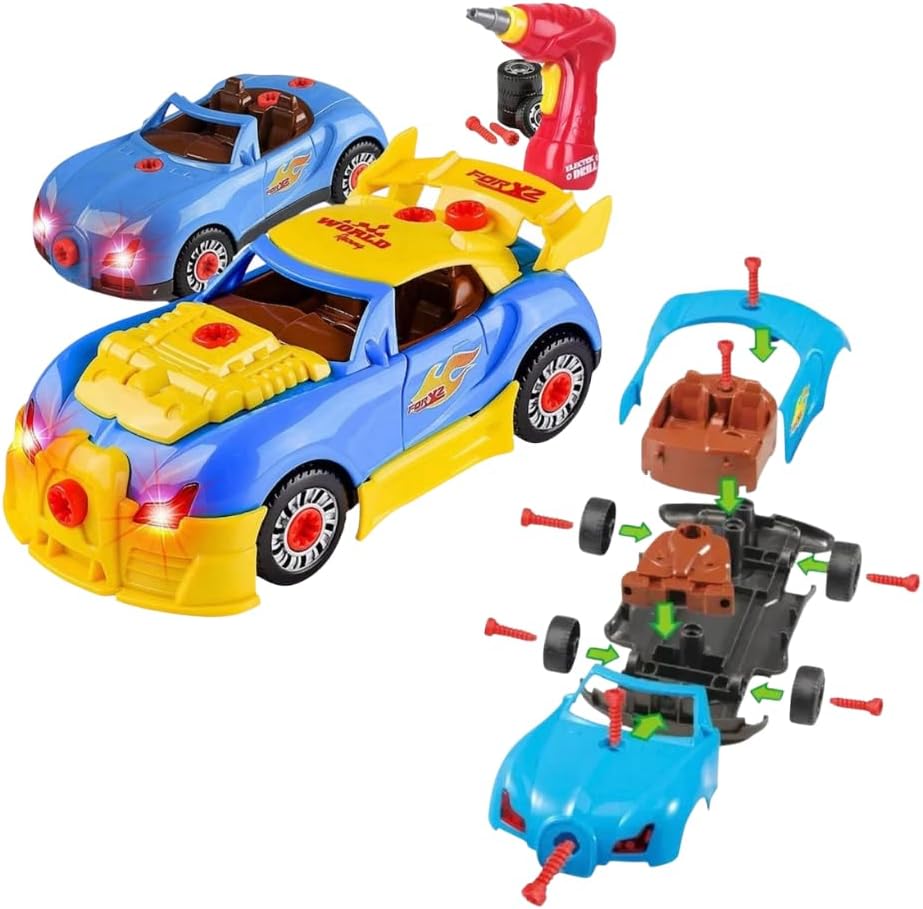 Ameon Take-Apart Multi-Color 30-Piece DIY Racing Car Toy Building Set NEW