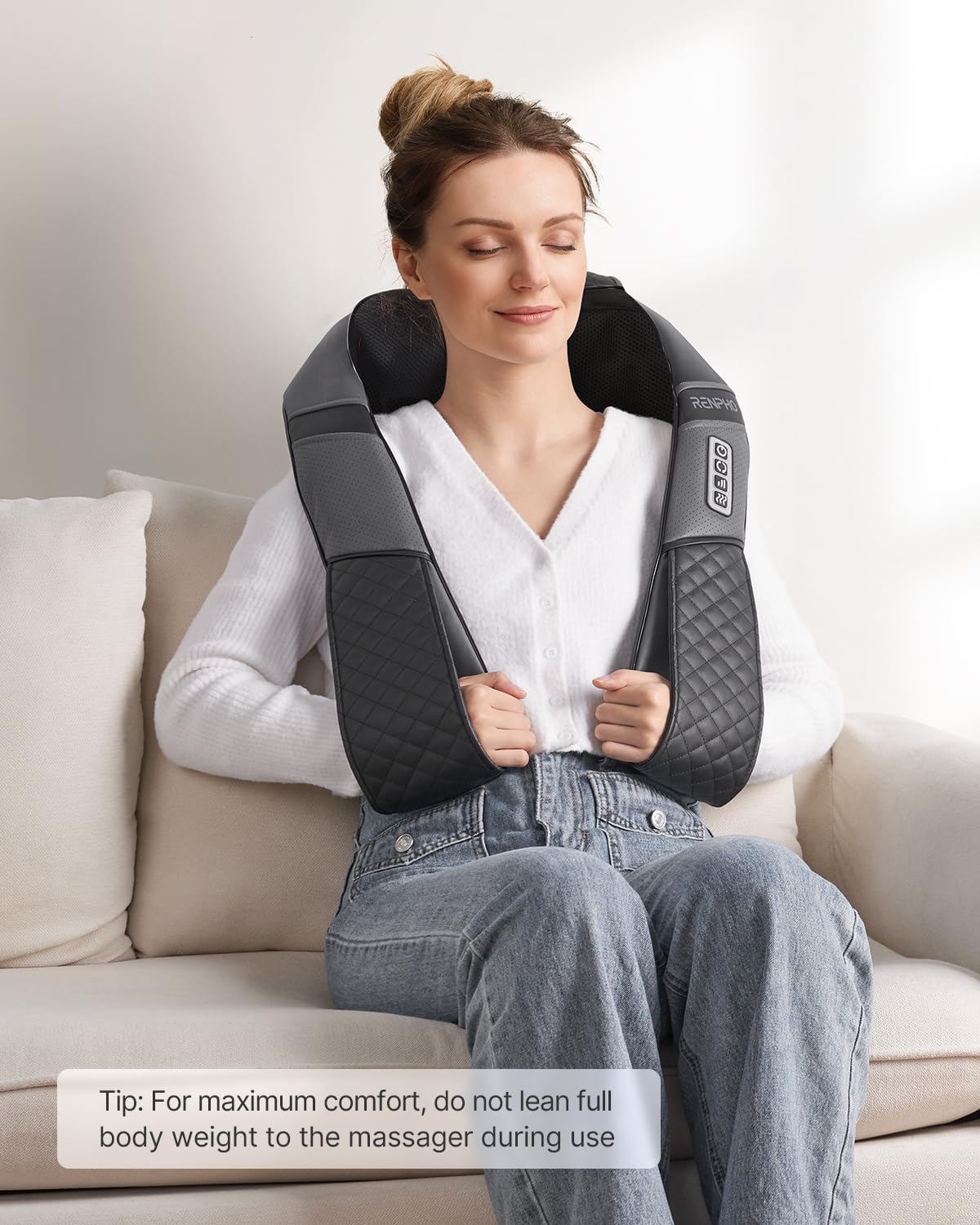 RENPHO Neck and Back Massager with Heat Therapy - Relaxing Grey Electric DEMO